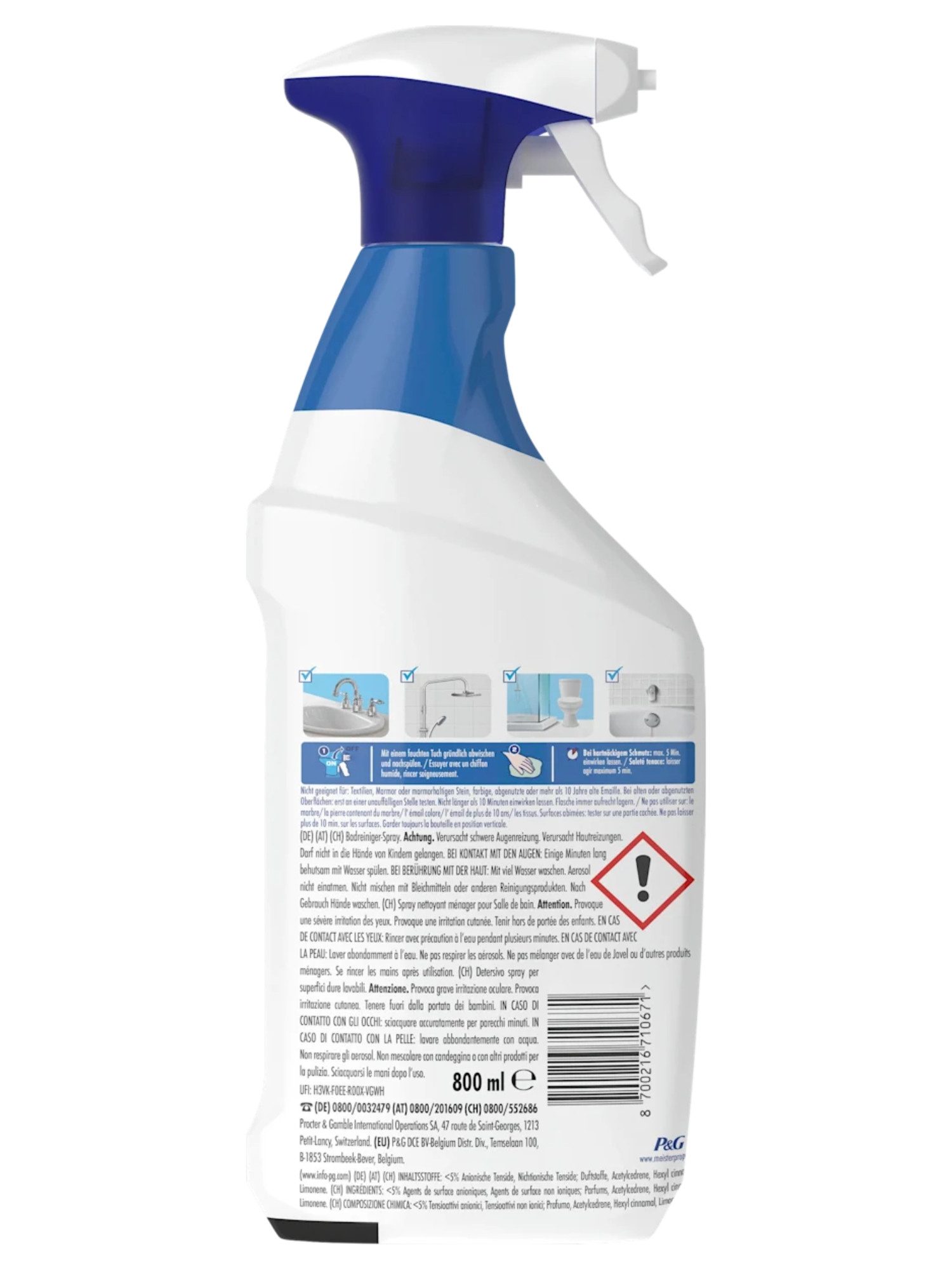 MEISTER PROPER Meister Proper Badreiniger Spray Febreze Frische (0.8 l) Badreiniger (1-St. Ohne Latex, Ohne Farbstoffe, Mit Duft)
