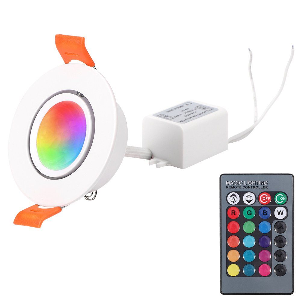 Rosnek LED Einbaustrahler 3W, Fernbedienung, Bühne, Party Farben, 16 Wohnzimmer Flure Für RGB, Indoor Deko