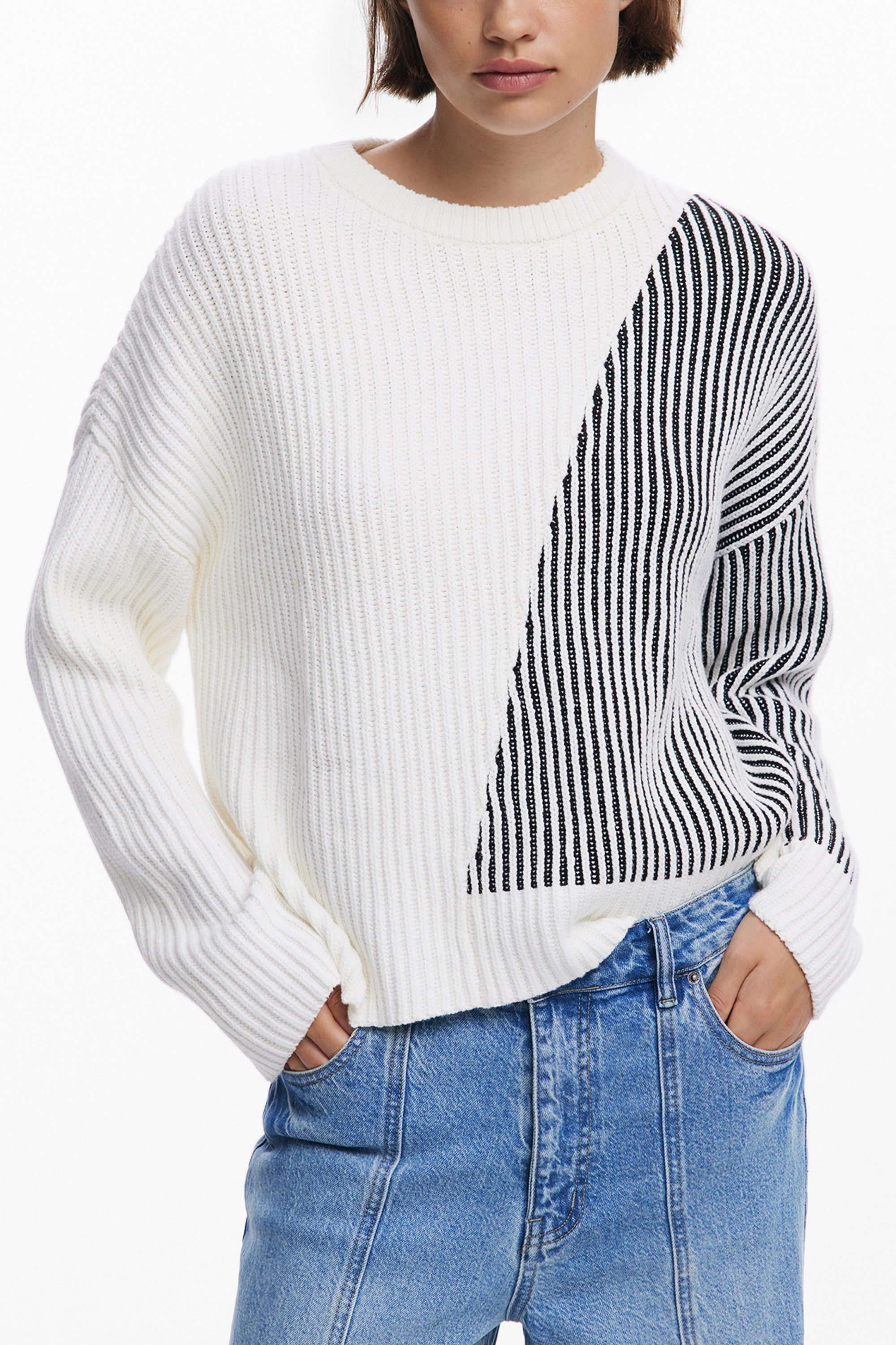 Desigual Strickpullover Stylischer Damenpullover in Weiß günstig online kaufen
