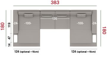 BULLHOFF Wohnlandschaft Wohnlandschaft Leder Ecksofa XXL Eckcouch U-Form Leder Designsofa LED Sofa Couch Grau »MÜNCHEN« von BULLHOFF