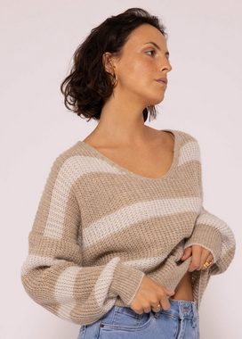 SASSYCLASSY Strickpullover Oversize Pullover Damen aus weichem Grobstrick Lässiger Strickpullover mit V-Ausschnitt, Made in Italy