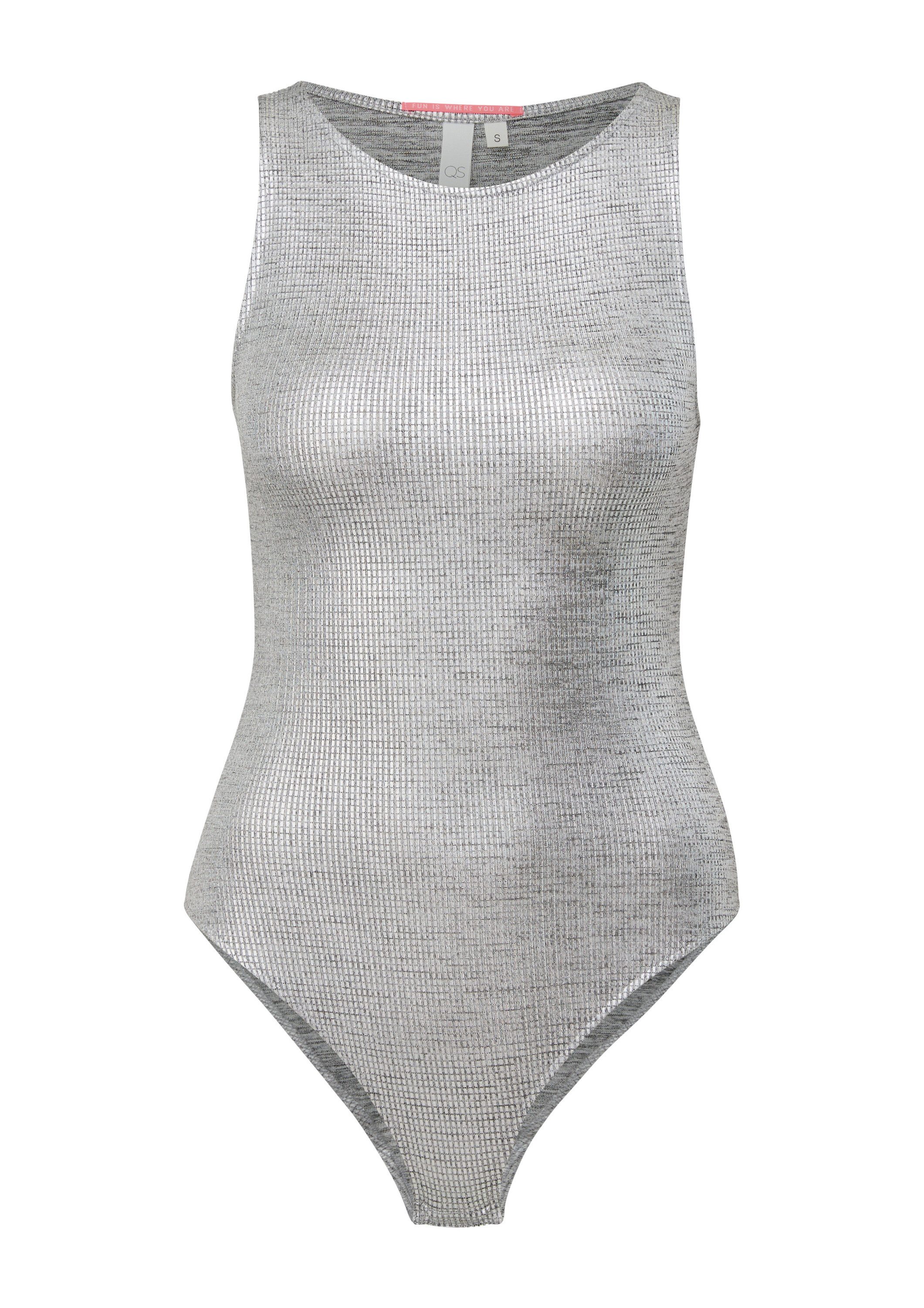 QS Shirtbody T-Shirt Body Body im Metallic-Look