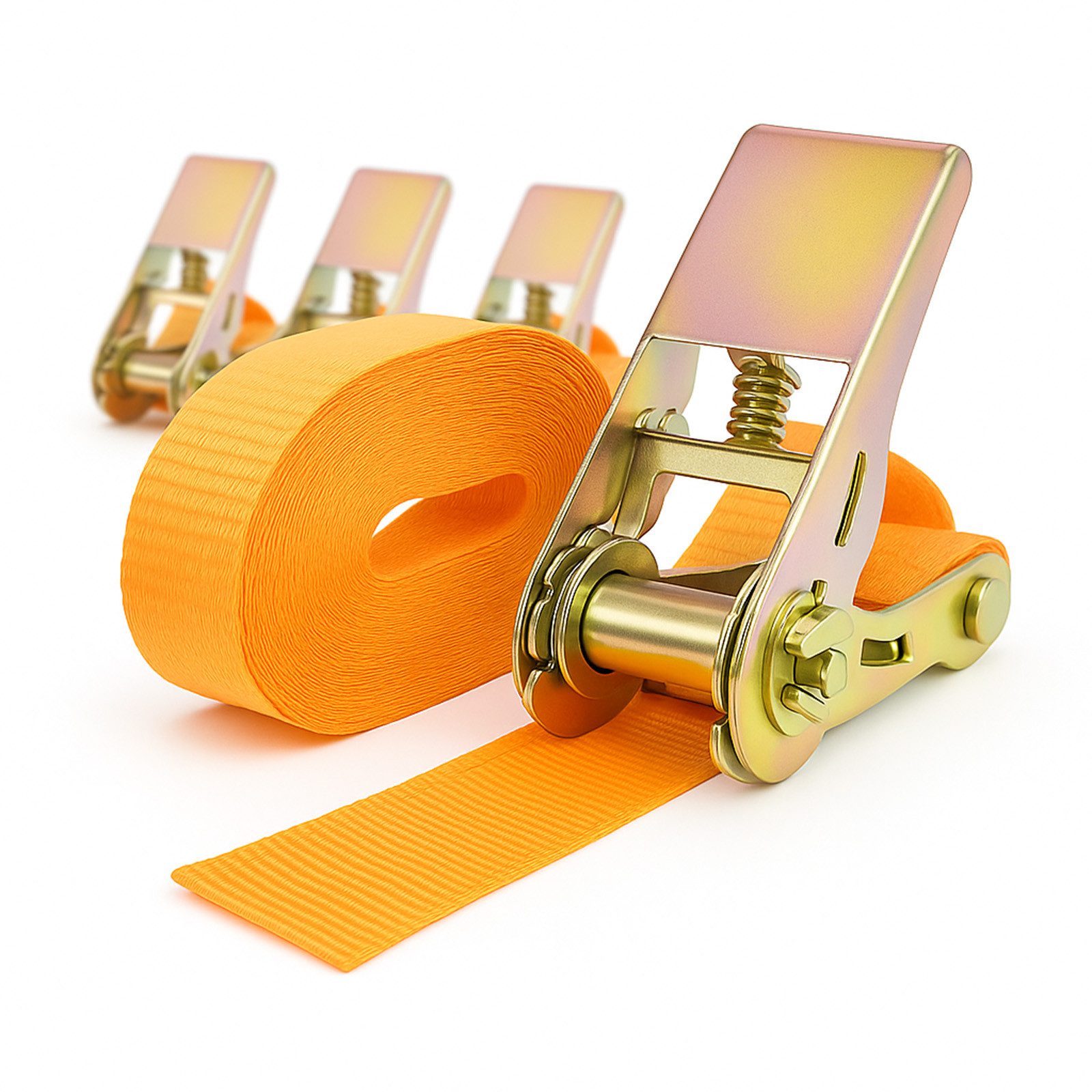 TRUTZHOLM Spanngurt 4x mit Ratsche 1-tlg 4m 800kg 25mm TÜV/GS orange wetterfest und robust (Spar-Set) Wetterfest & robust