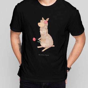 Mr. & Mrs. Panda T-Shirt Alpaka Blume - Schwarz - Geschenk, Party, Jubiläum, Herrn, Shirt, Alp (1-tlg)