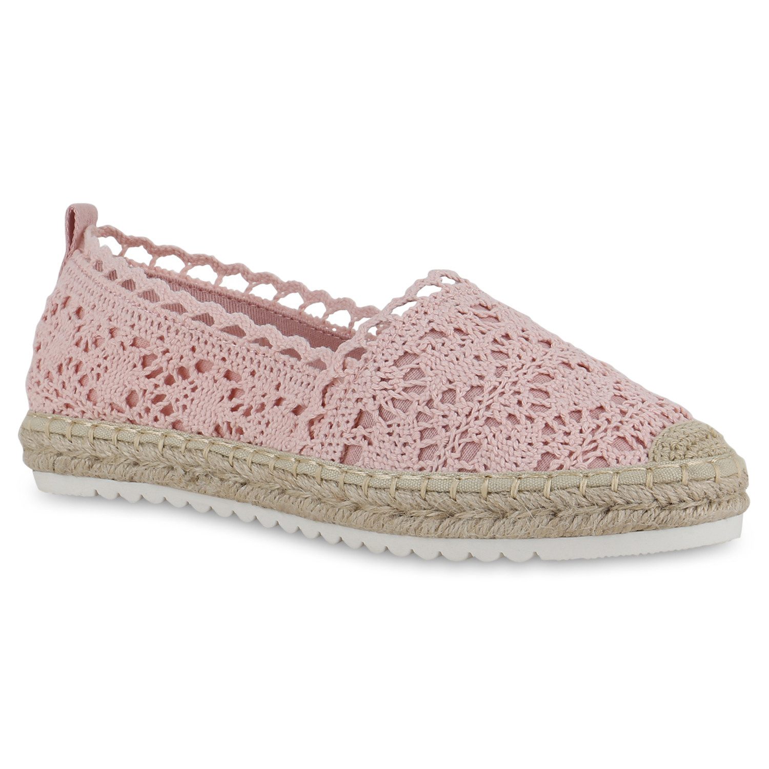 VAN HILL 21591838 TH 8805-25[TH] Damen Slippers Pink 38 Espadrille Damen Espadrilles Slippers Spitze Bast Profil-Sohle