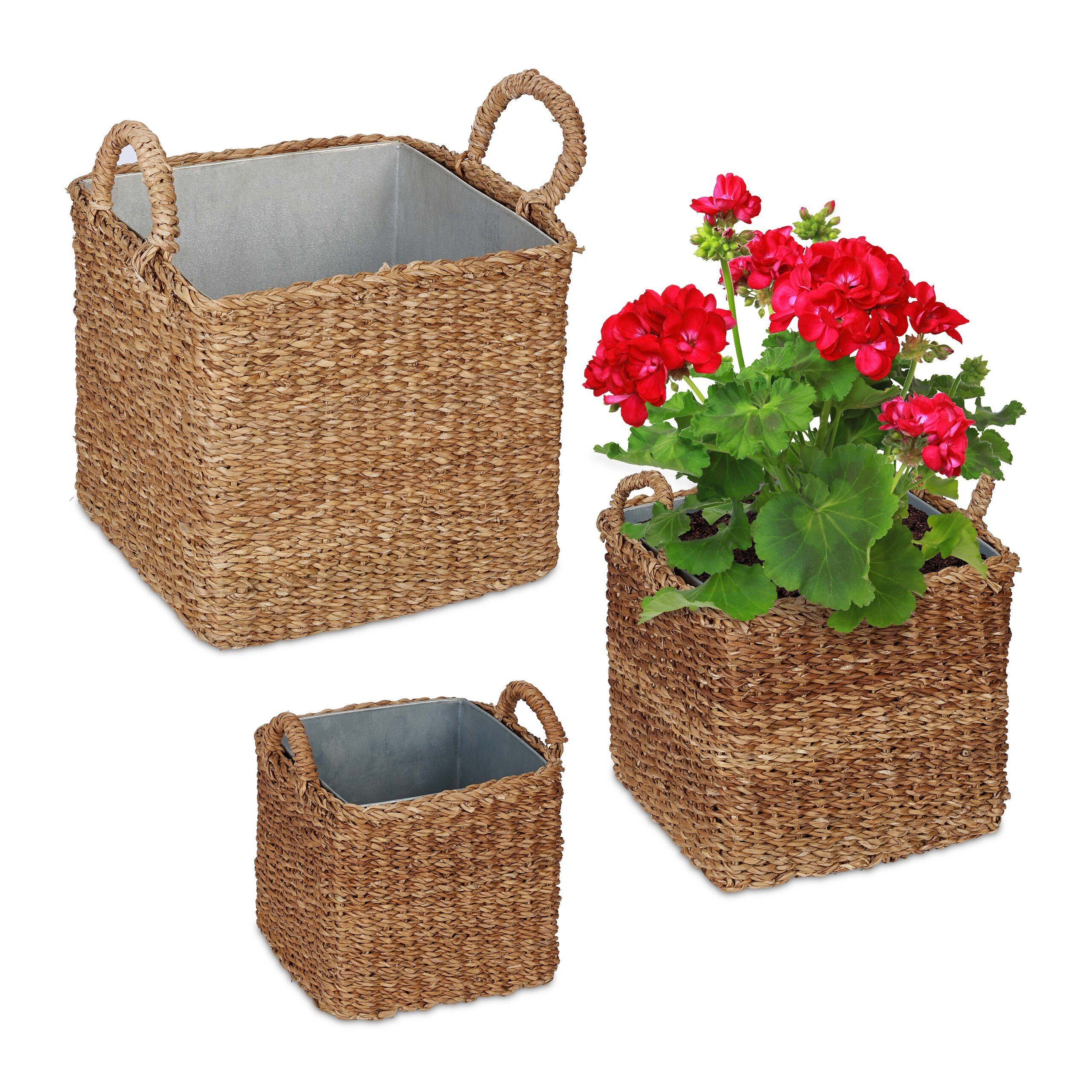 Pflanzkübel Pflanzkorb mit Zinkwanne 3er Set