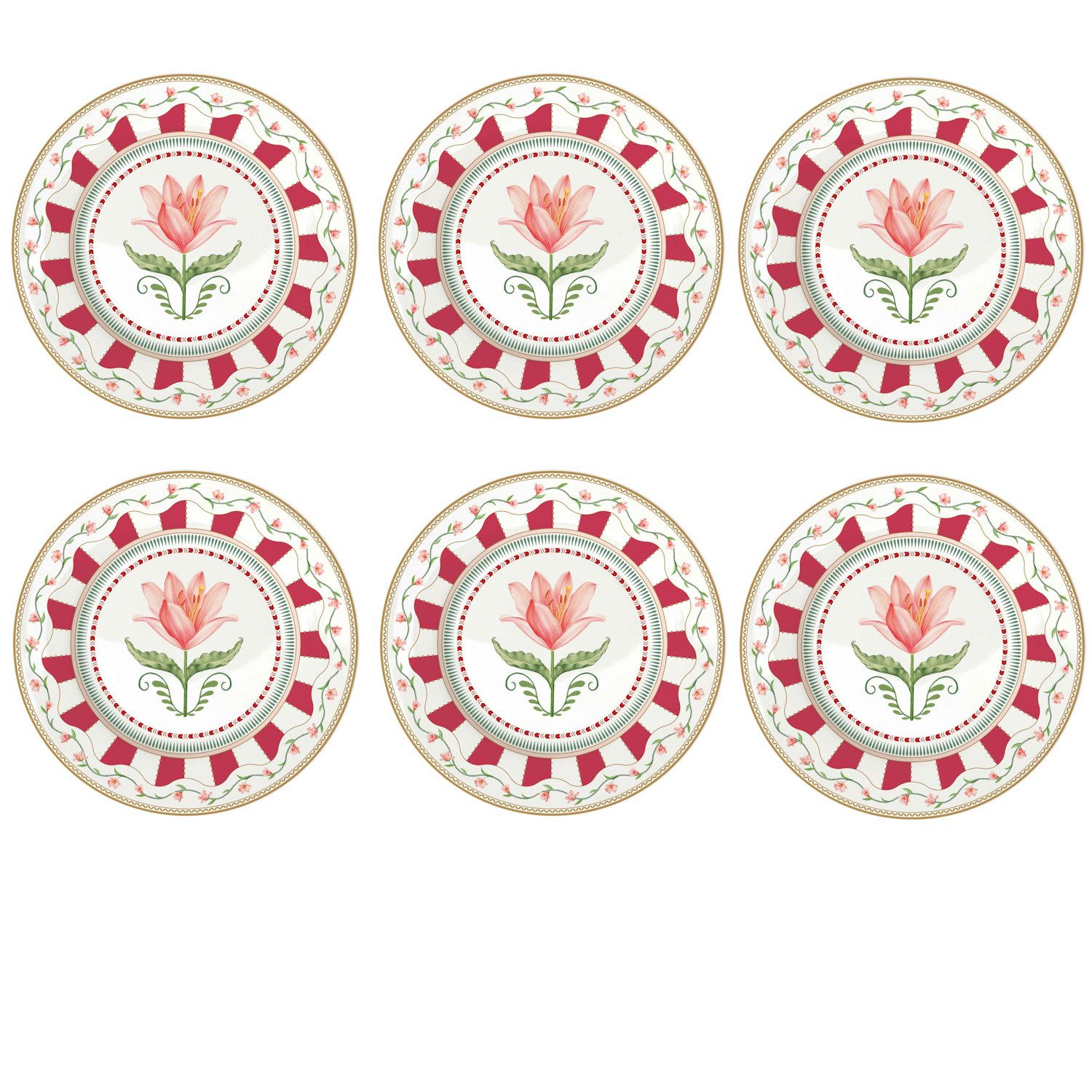 EasyLife Kuchenteller Flowery, Spülmaschinengeeignet, Mehrfarbig, Blumen, ⌀ 19cm, Mehrfarbig, Blumen