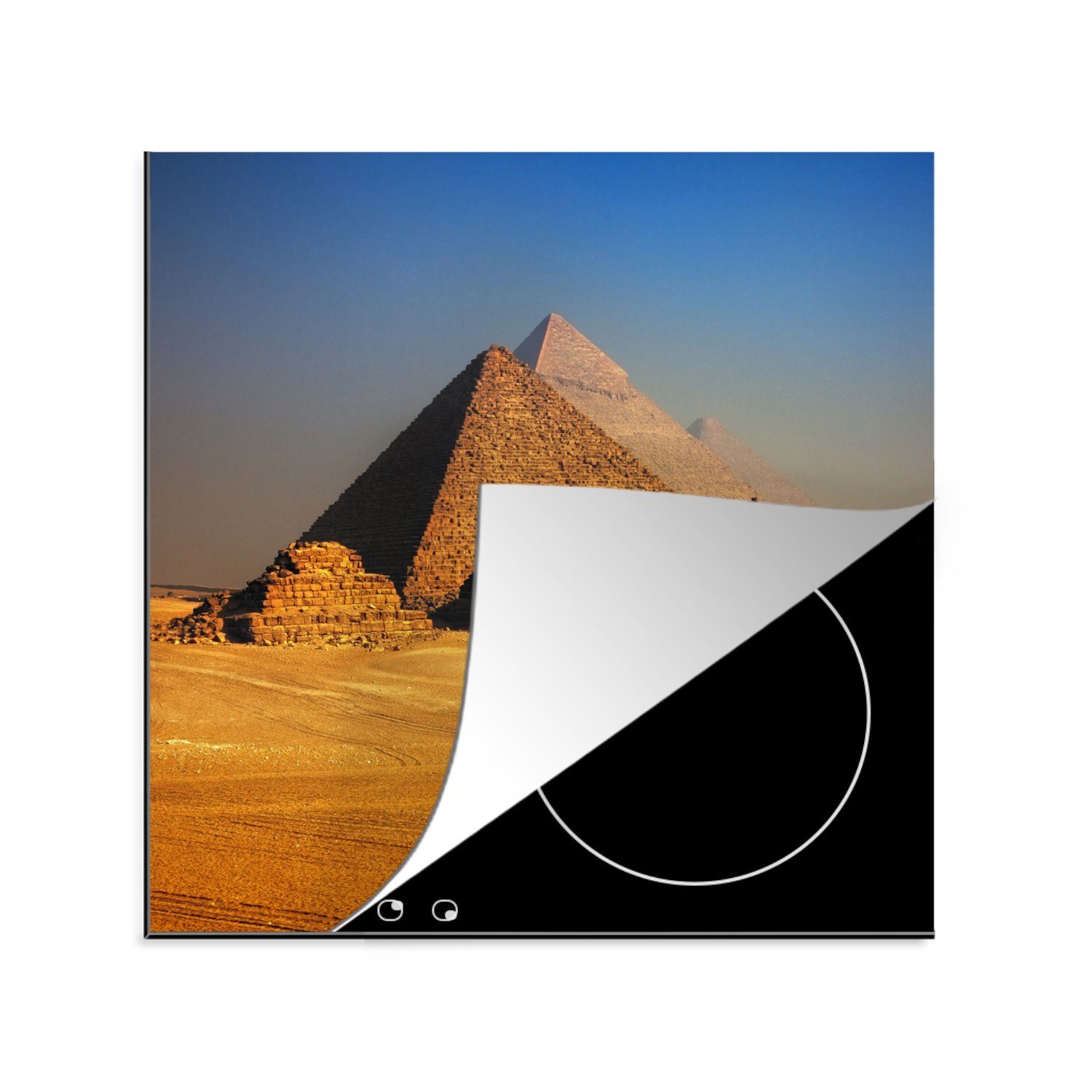MuchoWow Herdblende-/Abdeckplatte Ägypten - Pyramide - Wüste, Vinyl, (1 tlg), 78x78 cm, Ceranfeldabdeckung, Arbeitsplatte für küche