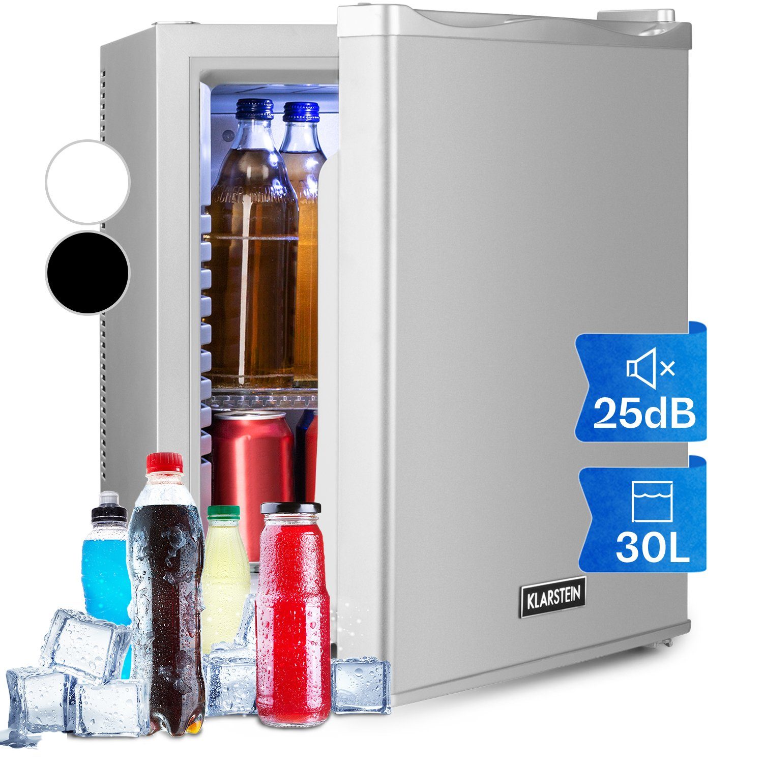 Klarstein Table Top Kühlschrank HEA-HappyHour-24Slb 10035242A, 47 cm hoch, 38 cm breit, Hausbar Minikühlschrank ohne Gefrierfach Getränkekühlschrank klein | Minikühlschränke