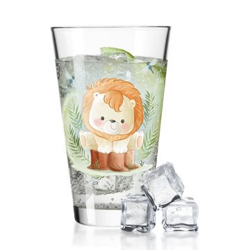 GRAVURZEILE Glas Wasserglas mit UV-Druck - im Löwe Design - für Kinder -, Glas