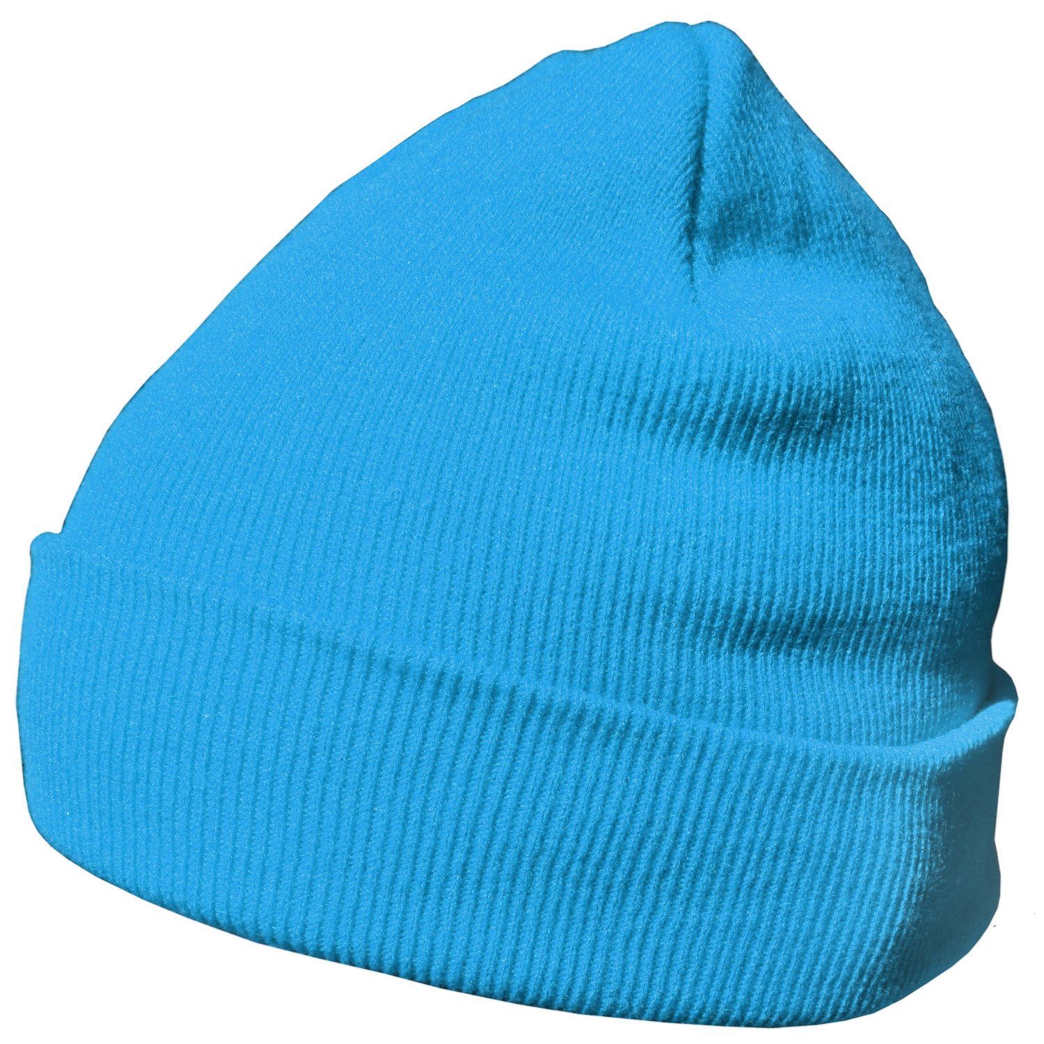 DonDon Beanie Mütze Beanie (Packung, 1-St) Wintermütze, klassisches Design, mit Krempe hellblau