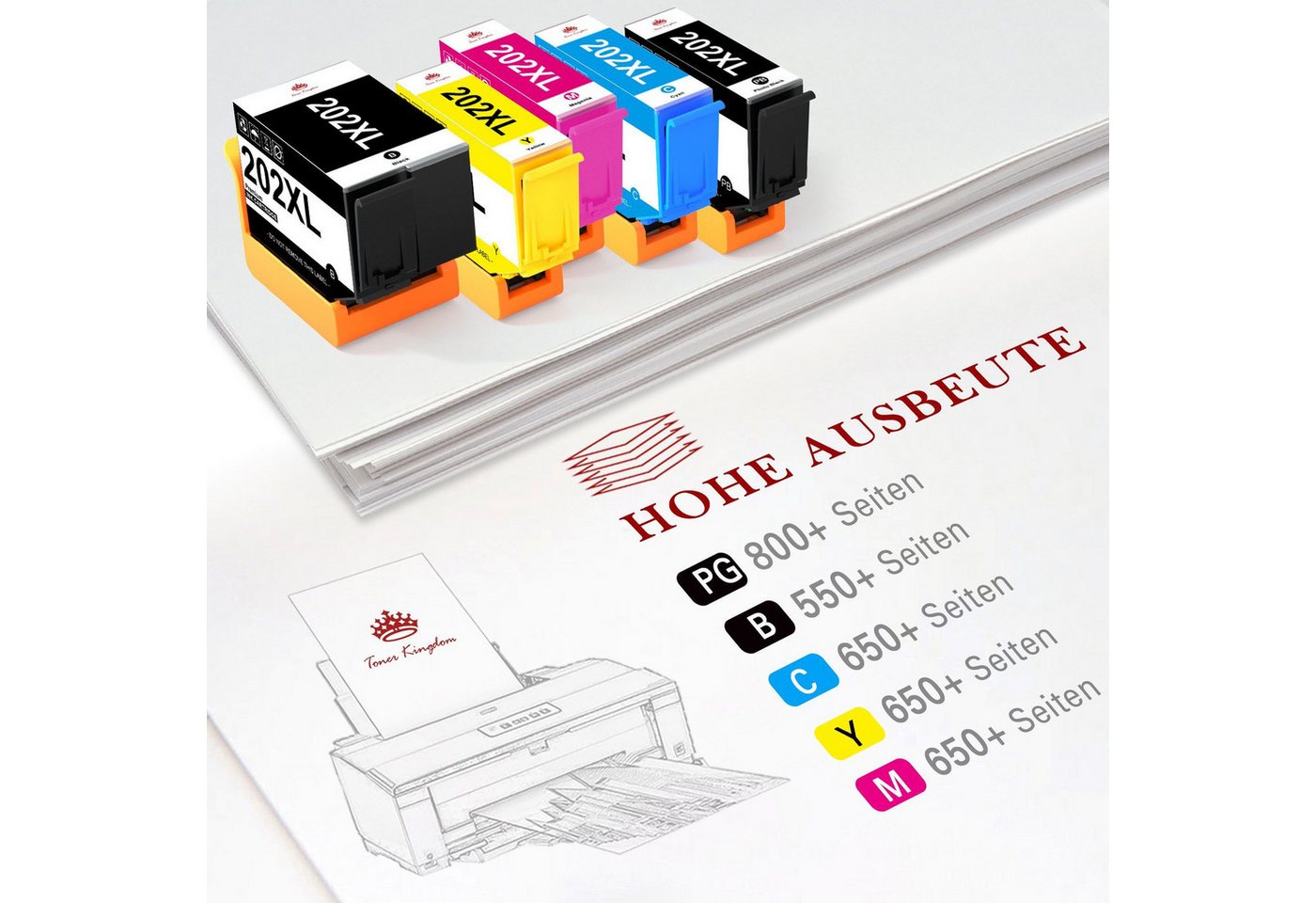 Thumbnail - Toner Kingdom 5 Multipack/Schwarz 202XL Kompatible für EPSON 202 XL Druckerpatronen Tintenpatrone