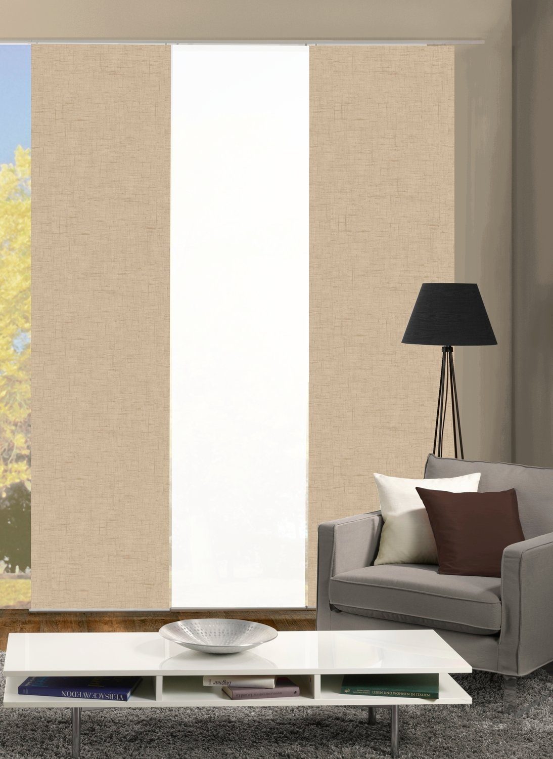 HOME WOHNIDEEN Schiebegardine Schiebegardine PIVE, Digitaldurck, Dekostoff, Seidenoptik 245x60 cm (3 St), Paneelwagen, blickdicht, 100% Polyester