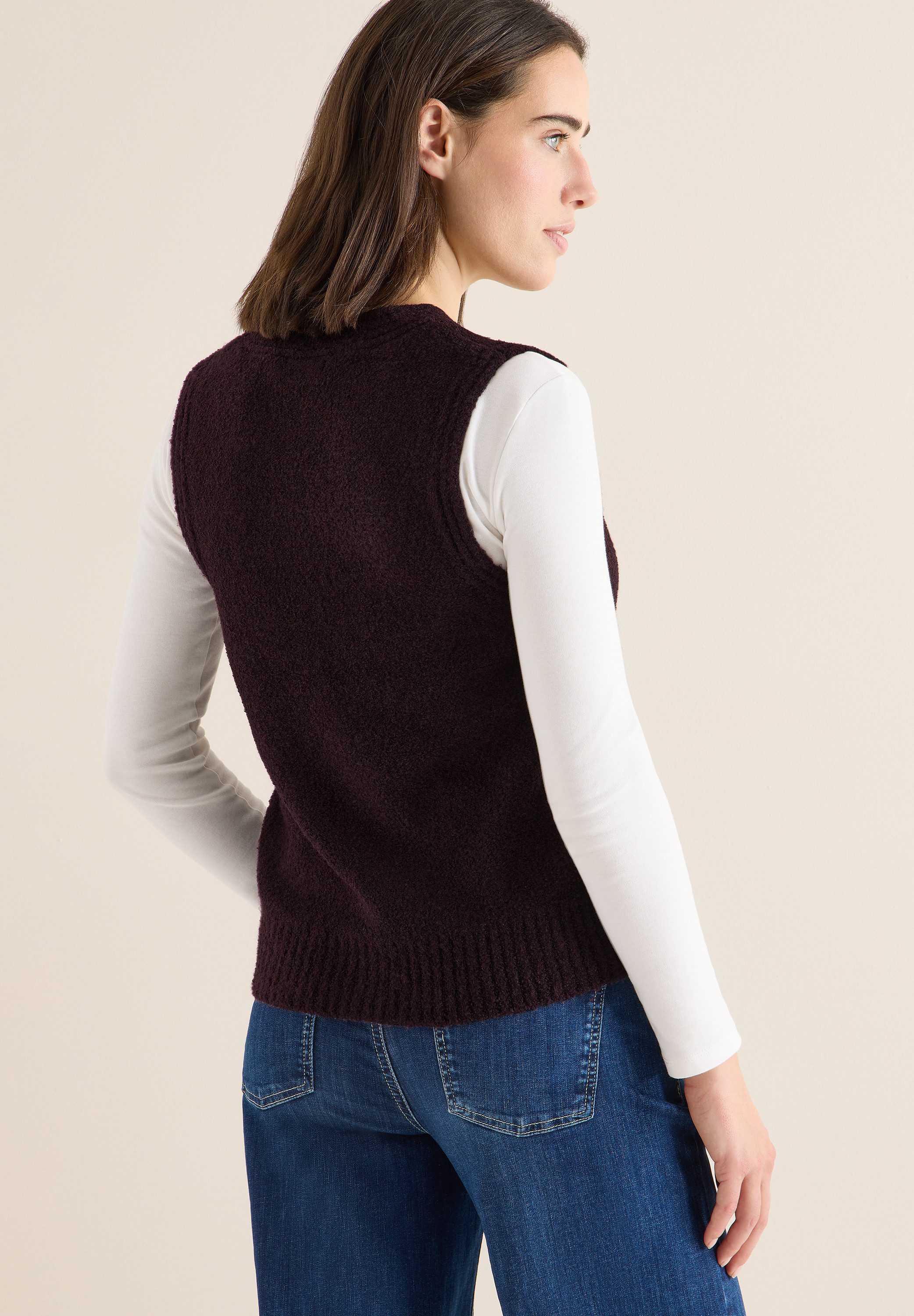 CECIL Strickweste mit Bouclé-Struktur und V-Ausschnitt günstig online kaufen