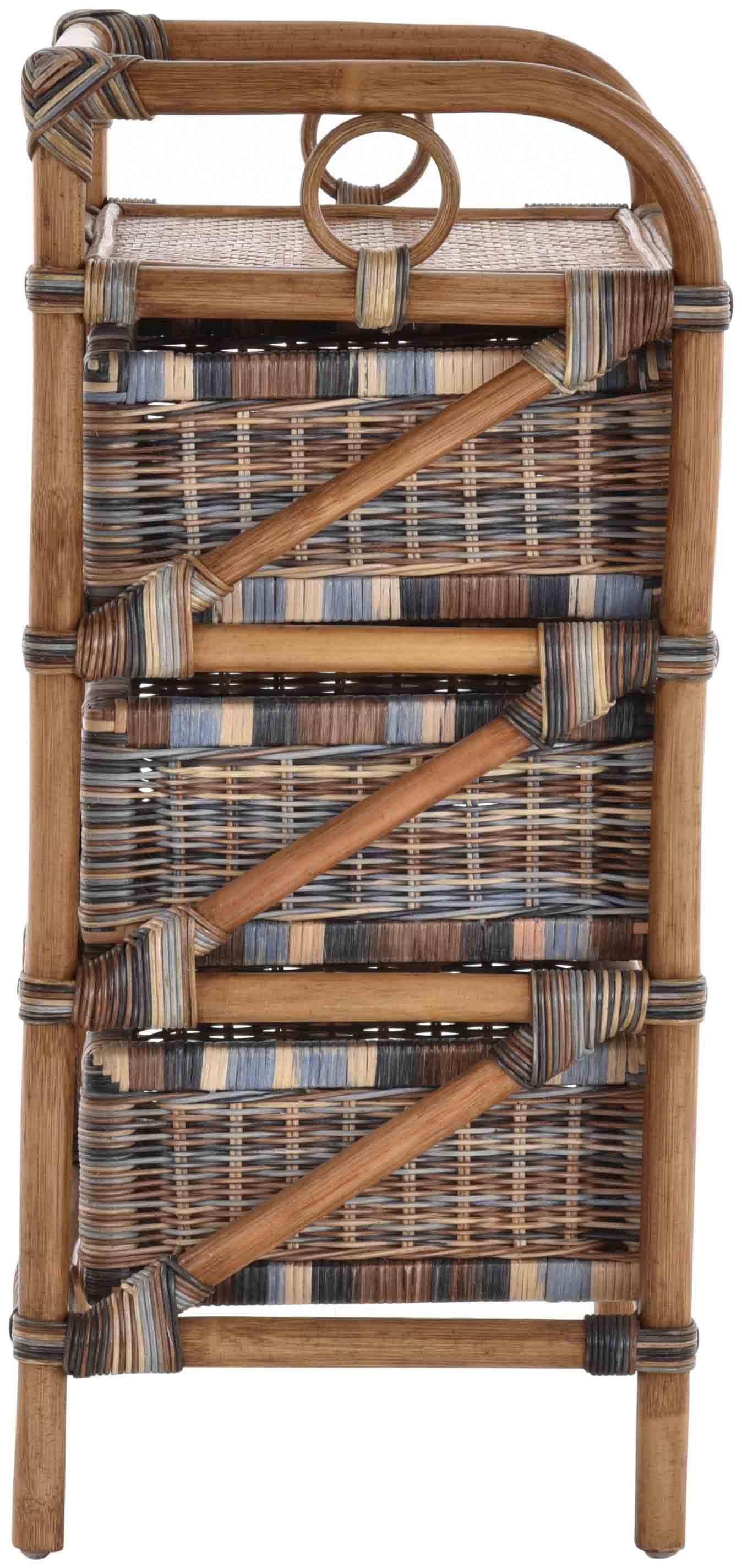 Krines Home Badregal Rattan Standregal Kommode Rattan Korb Regal Badregal mit 3 Schubladen, Handgearbeitet – Bild 3 von 5