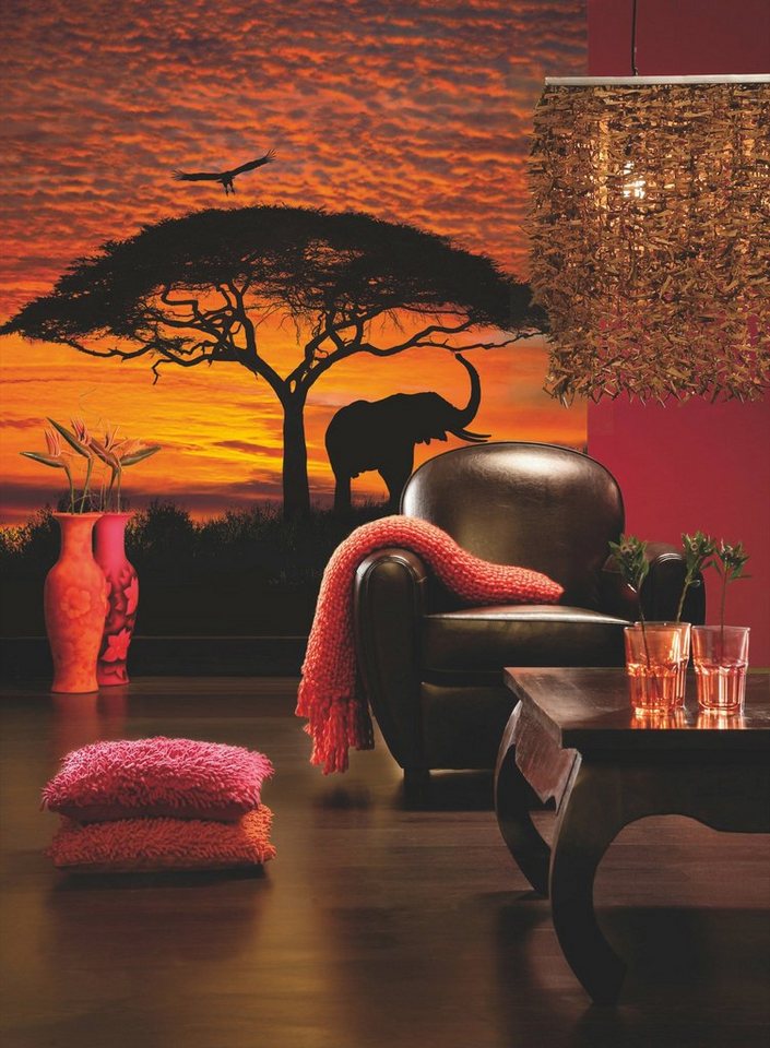 Komar Fototapete »African Sunset«, glatt, bedruckt, Wald, (Set), ausgezeichnet lichtbeständig-HomeTrends