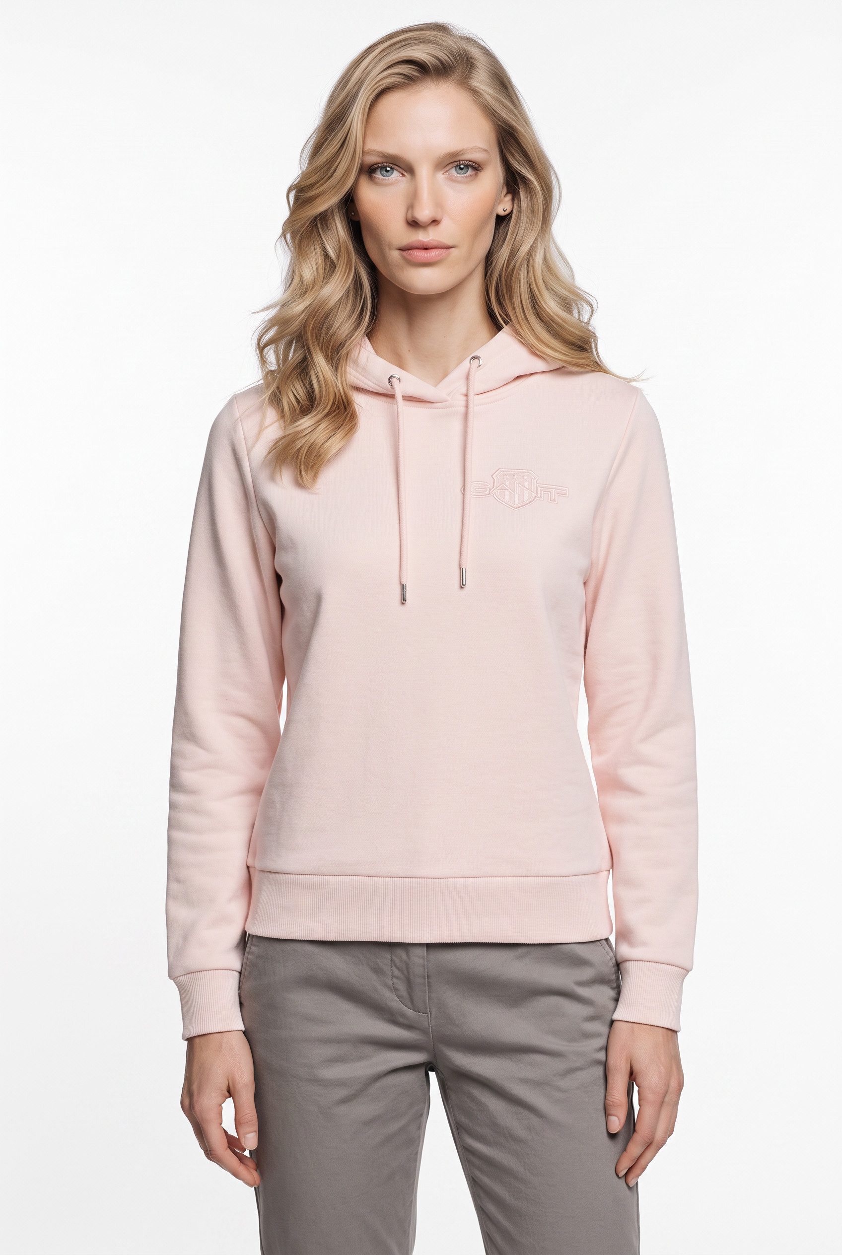 Gant Hoodie REG TONAL SHIELD HOODIE Ton in Ton Stickerei, Rippbündchen