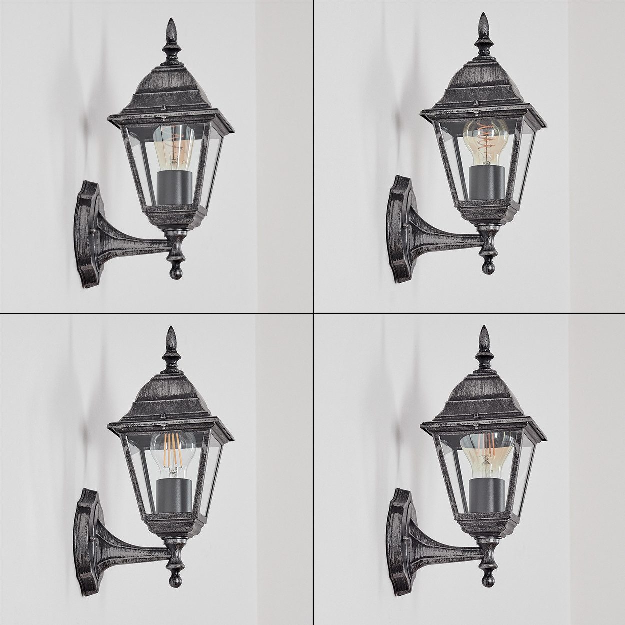 hofstein Außen-Wandleuchte Außenwandlampe aus Metall/Glas in Schwarz/Silberfarben/Klar, ohne Leuchtmittel, Wandleuchte im Vintage/Antik/Landhaus-Design, E27, IP – Bild 2 von 5