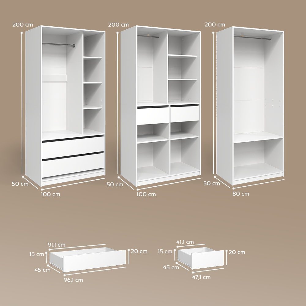 Livinity® Kleiderschrank Trento, Weiß, 3er Set (3-St) – Bild 3 von 5
