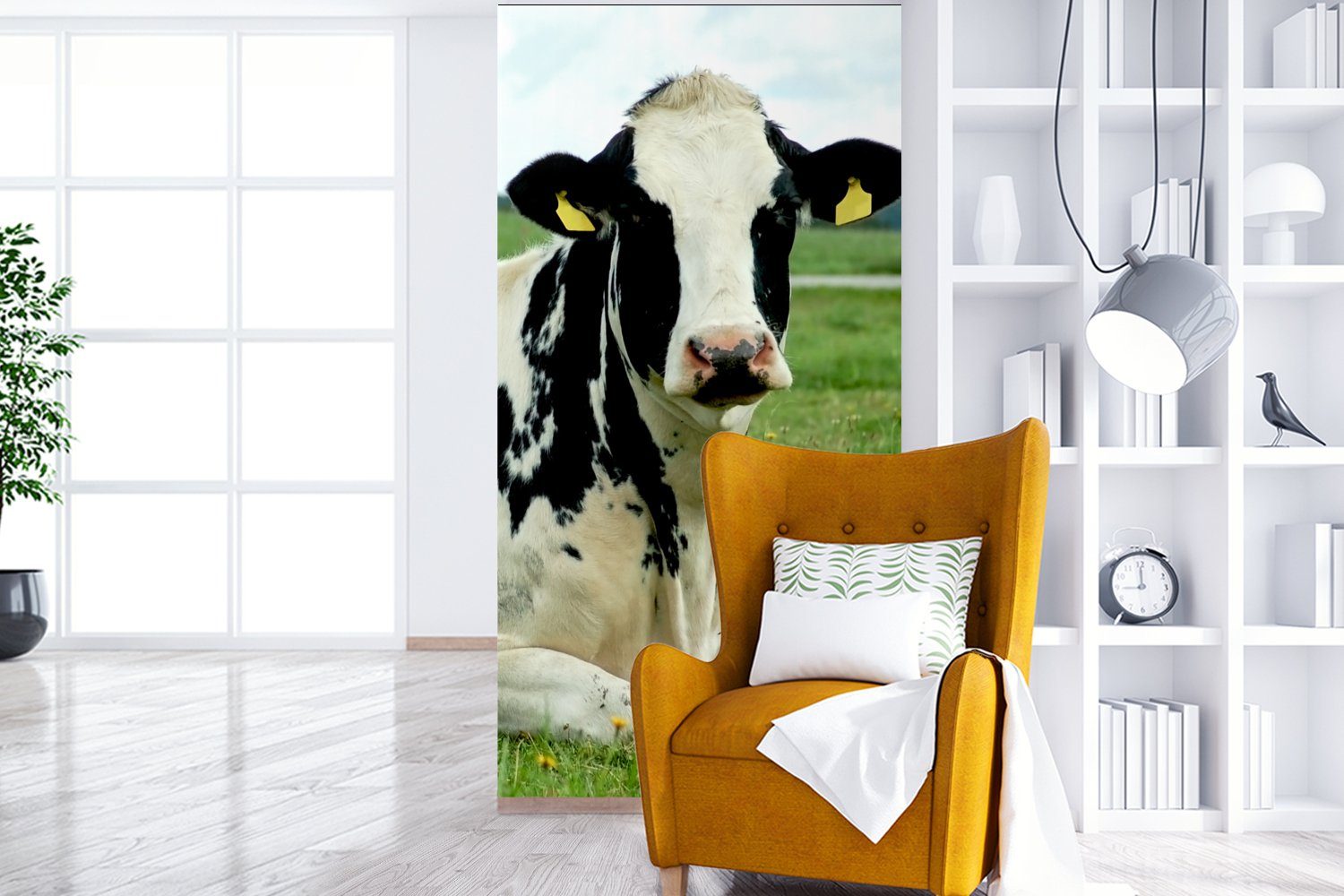 - Wohnzimmer Tier, Vliestapete Fototapete bedruckt, MuchoWow Matt, für Schlafzimmer - Kuh (2 Friesland Fototapete St), Küche,