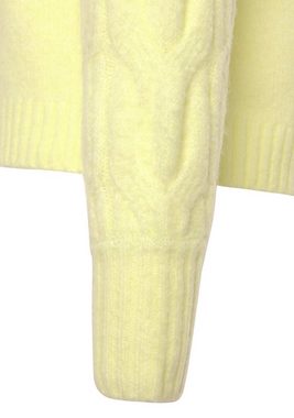 LASCANA Rundhalspullover mit Zopfstrickdetails an den Ärmeln, farbenfroher Strickpullover