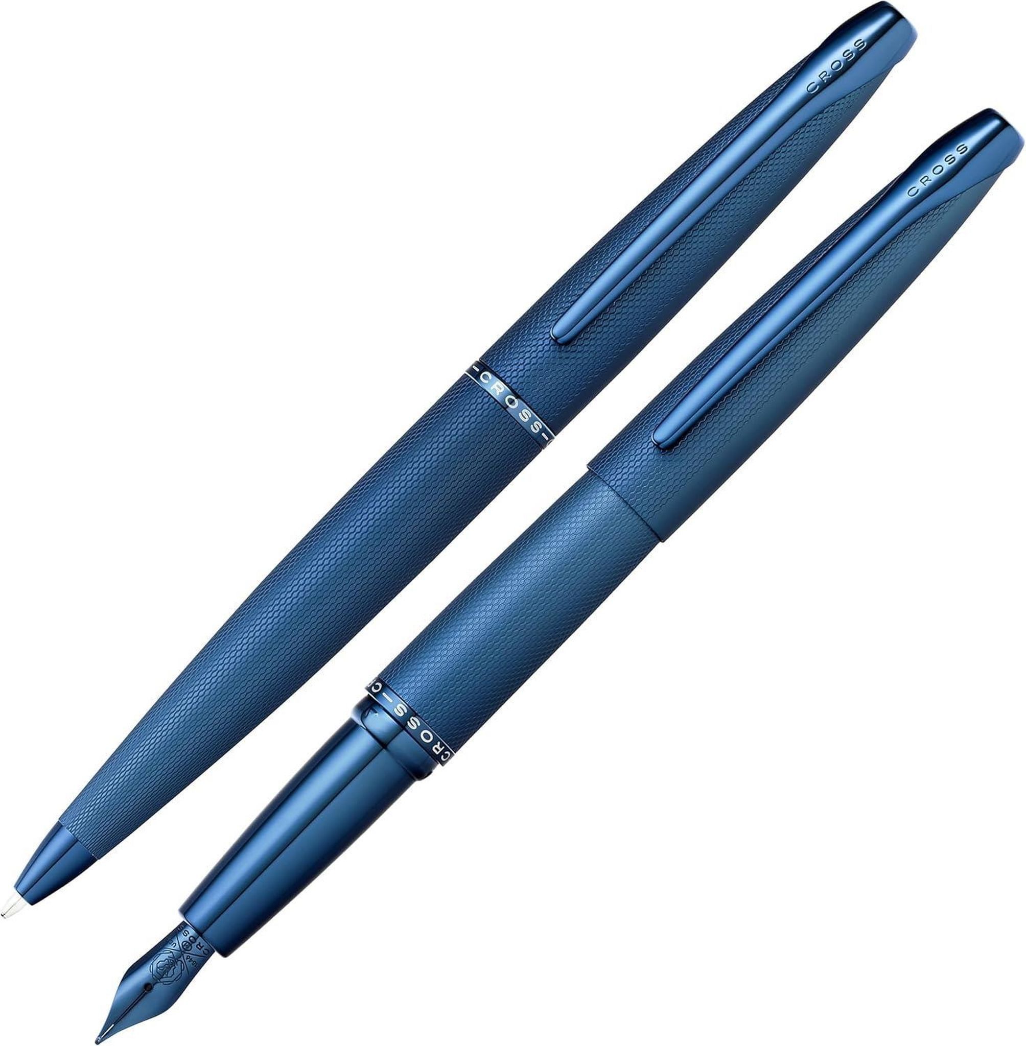CROSS Füllfederhalter Kugelschreiber+Füller ATX Gebürstetes Dunkelblau, Geschenkset