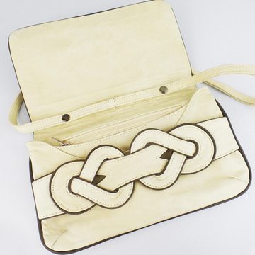 goldmarie Handtasche DOUBLE-8 Muster Clutch Tasche creme, Leder Vintage Look