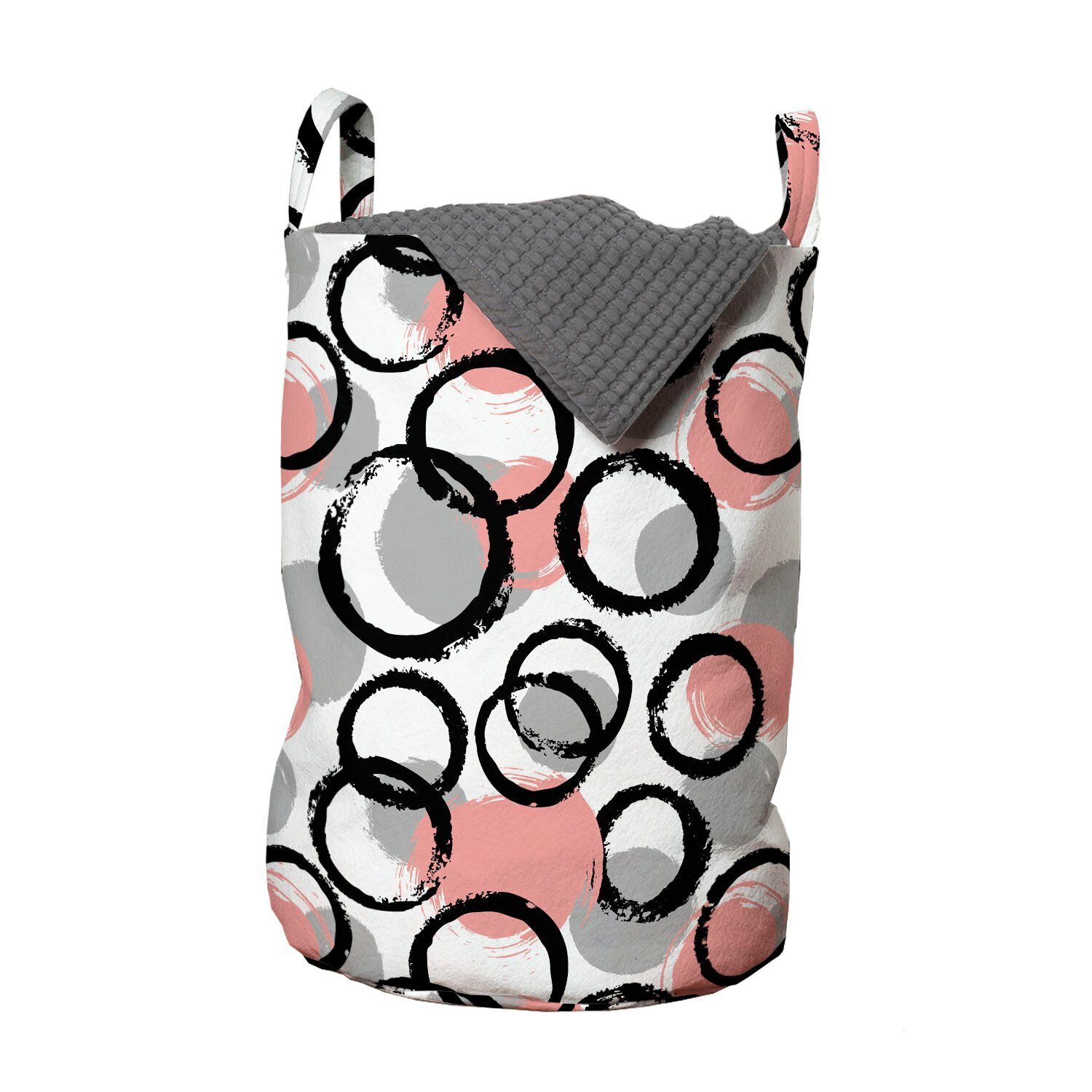 Abakuhaus Wäschesäckchen Wäschekorb mit Griffen Art für Geometrisch Circle Brushstroke Kordelzugverschluss Waschsalons