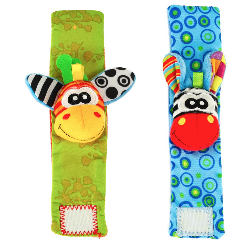 Ikonka Rassel Handgelenkrassel Greifling Babyspielzeug (Spar-Set, 2-tlg., 15 x 3,5 cm weich), Rassel, Raschelfolie, Klettverschluss, 2er-Set
