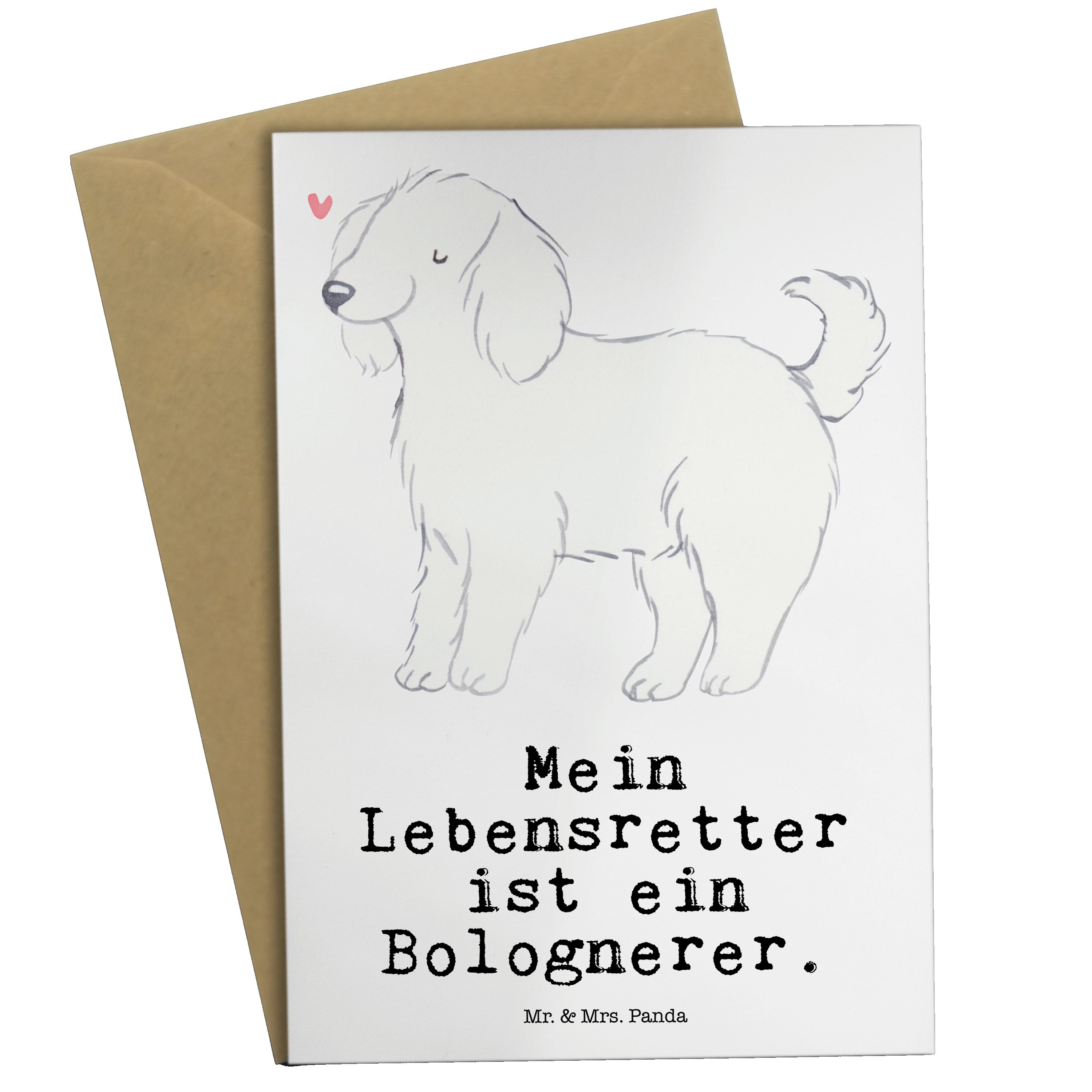 Mr. & Mrs. Panda Grußkarte Bologneser Lebensretter - Weiß - Geschenk, Tierfreund, Geburtstagskar