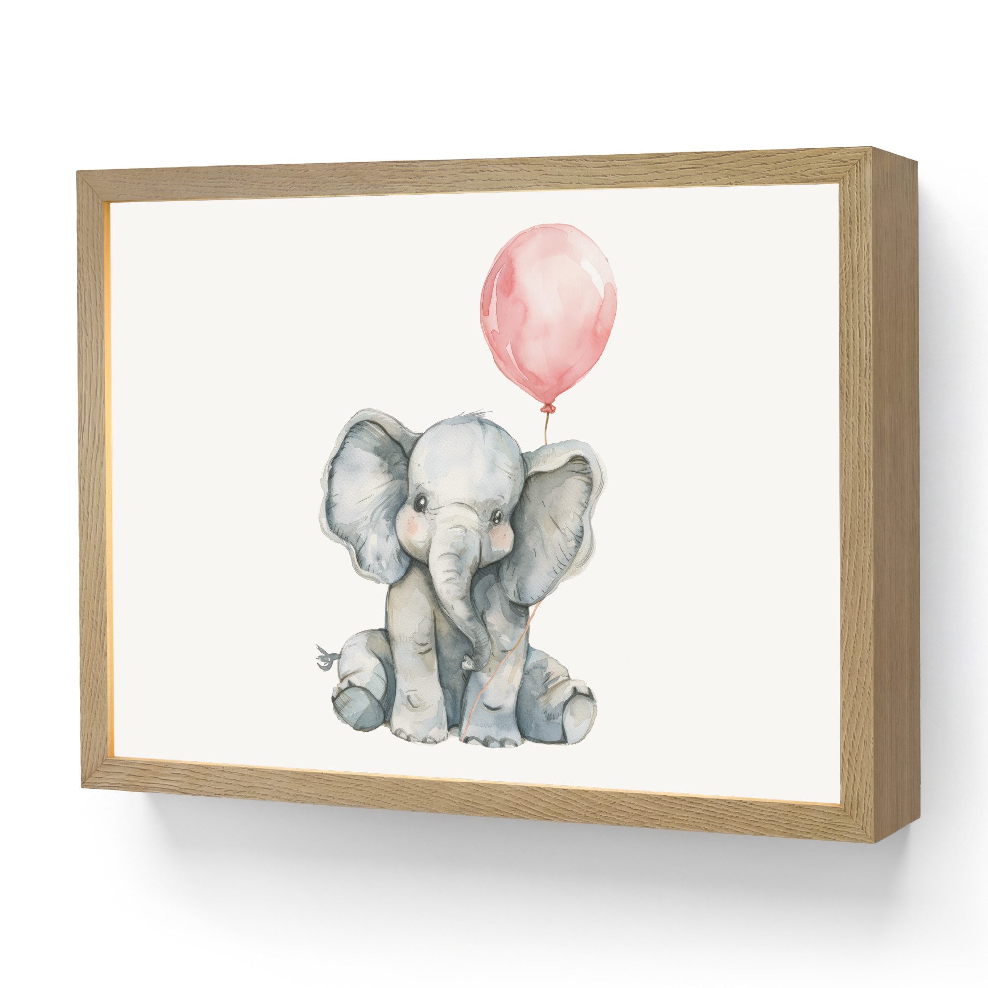 OnlyWow Nachttischlampe Lightbox Elefant - Babytier - Rosa Luftballon - Mädchen, Dimmbar, Farbwechsel, LED, Warmweiß, Kaltweiß, Neutralweiß Einstellbar, Nachtlicht Kinder, Babyzimmer, Dimmbar, mit Akku, LED, Tischleuchte
