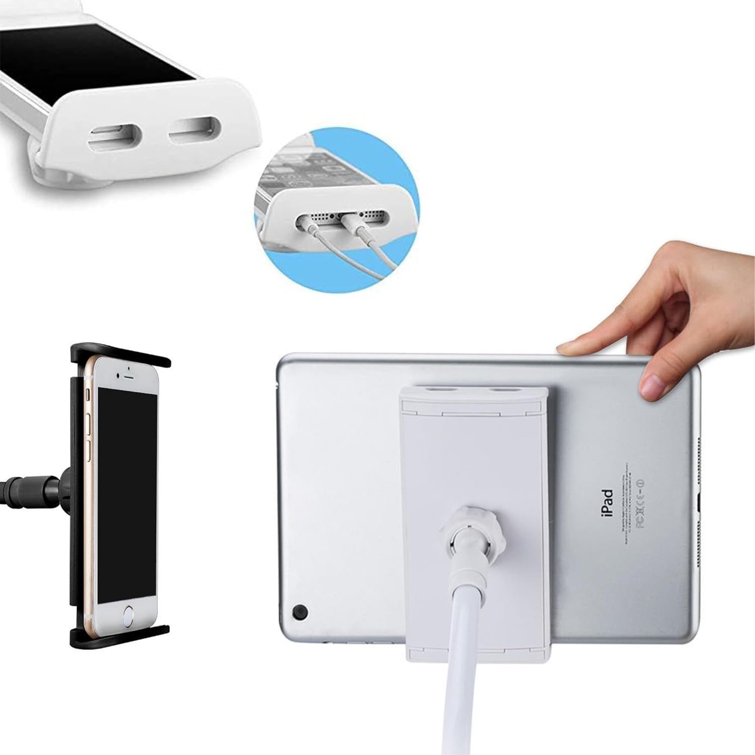 ibettertec Handy-Halterung Flexibler Schwanenhals-Handyhalter Gooseneck Handyhalter, (bis 10.5 Zoll, – Höhenverstellbar & 360° Drehbar – Universell für iPhone,  – Bild 4 von 5