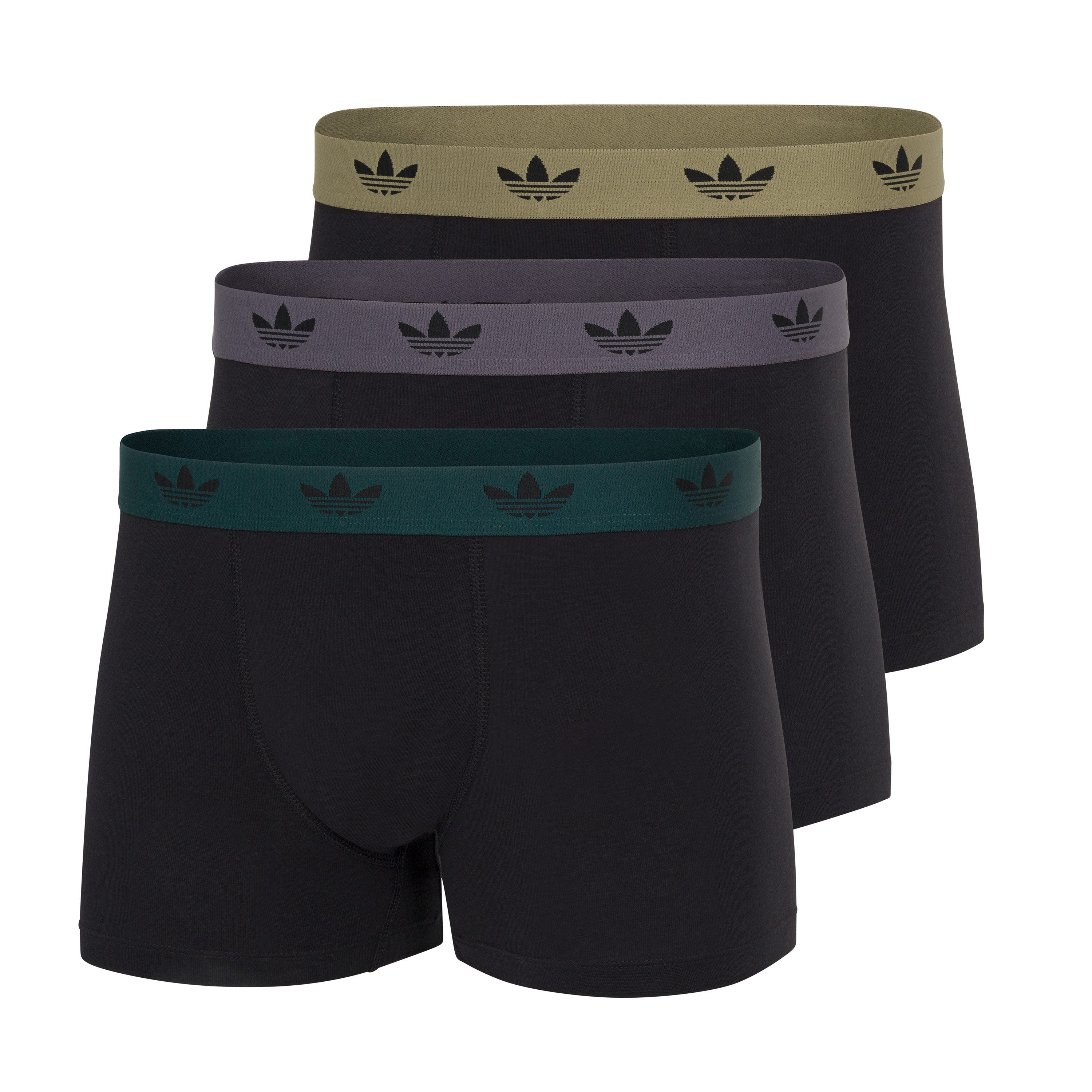 adidas Originals Trunk Comfort Flex Cotton (3er Pack) weich, elastisch, Baumwollmix, Logo-Bund, ohne Eingriff