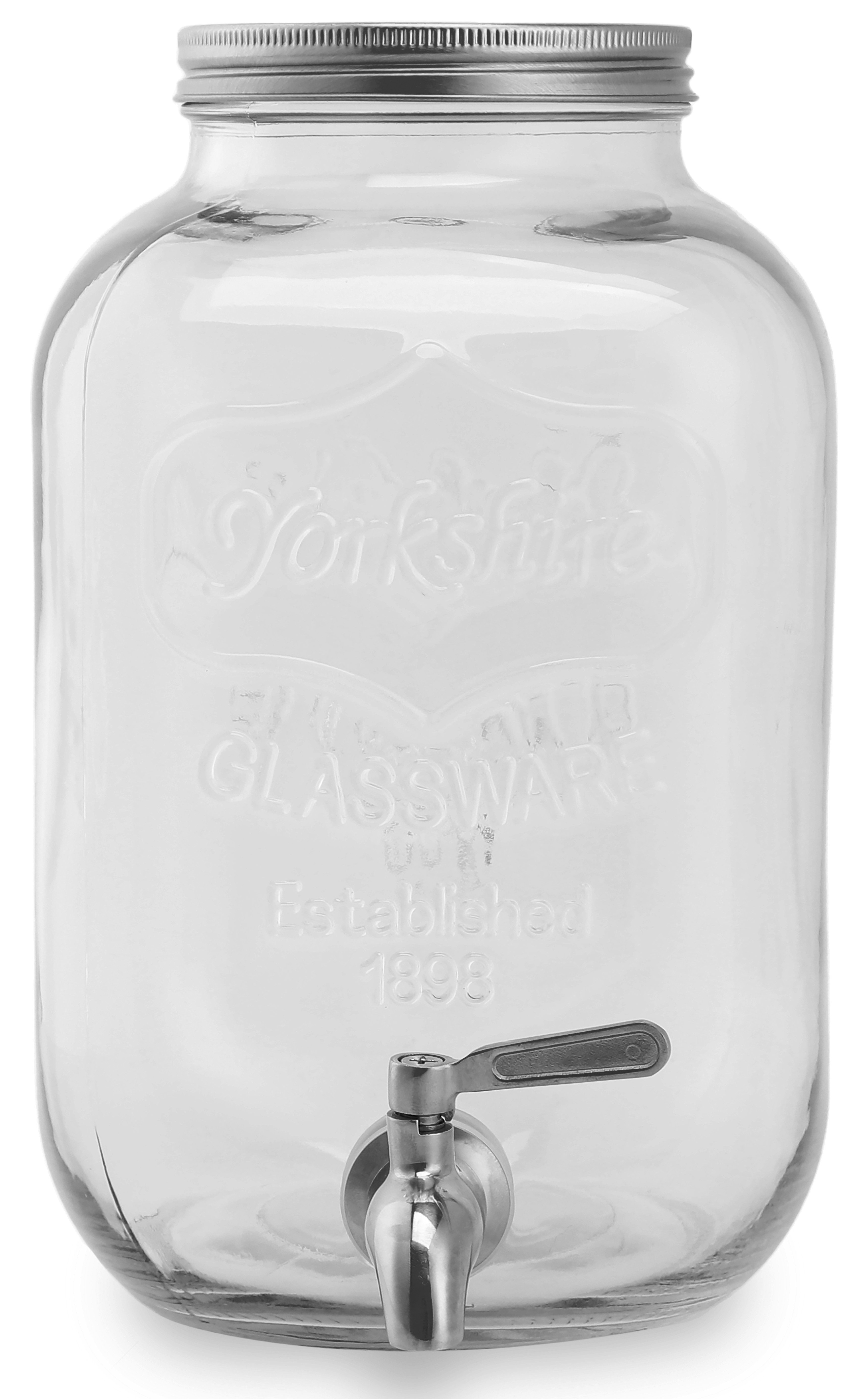 ECHTWERK Getränkespender Dispenser aus Glas, Fassungsvermögen 5 Liter, Verschließbarer Metalldeckel und luftdichter Zapfhahn