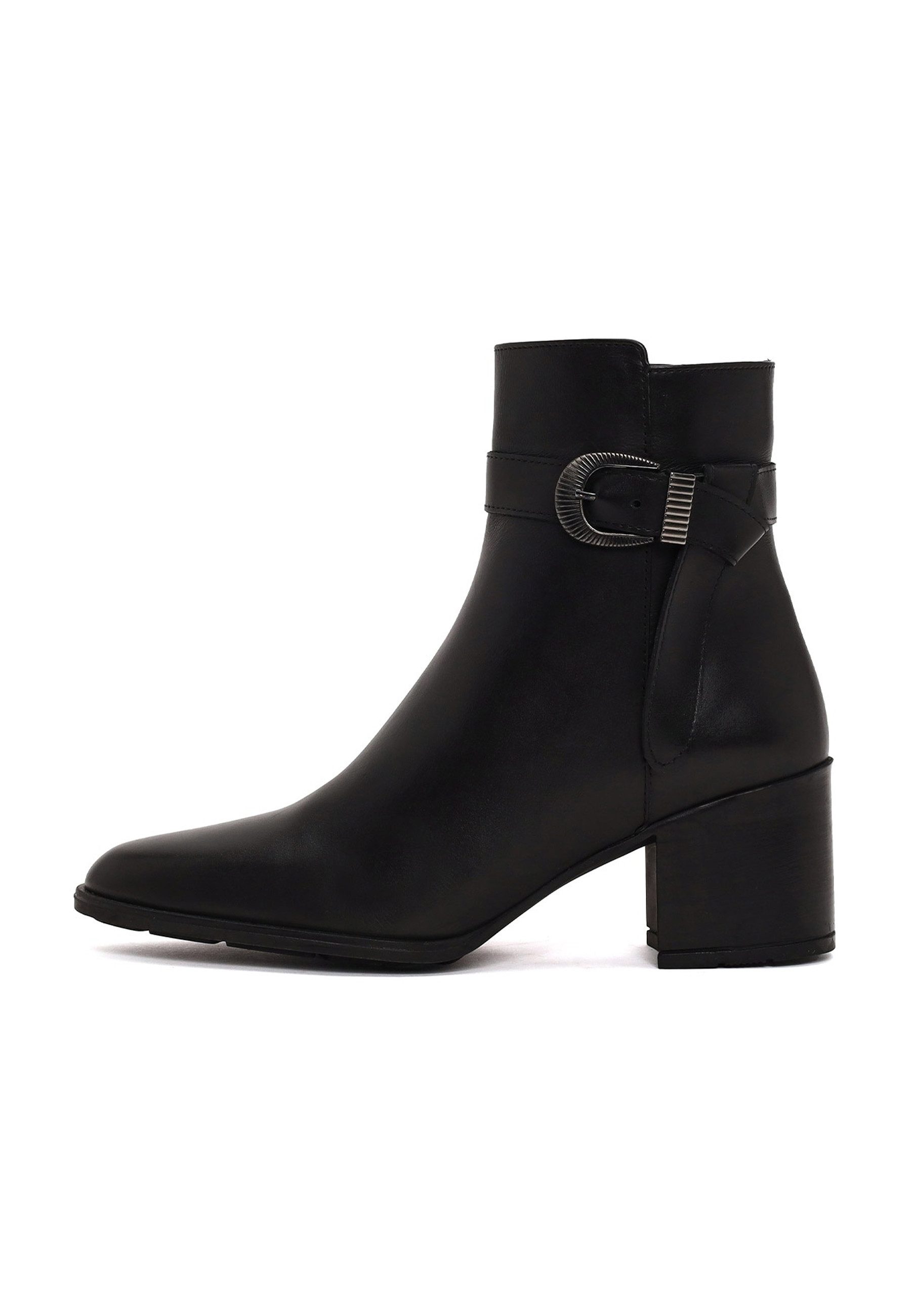 Derimod Leder-Blockabsatz-Stiefeletten Ankleboots Echtleder, Blockabsatz, Reißverschluss, Knöchelriemen, Textilfutter