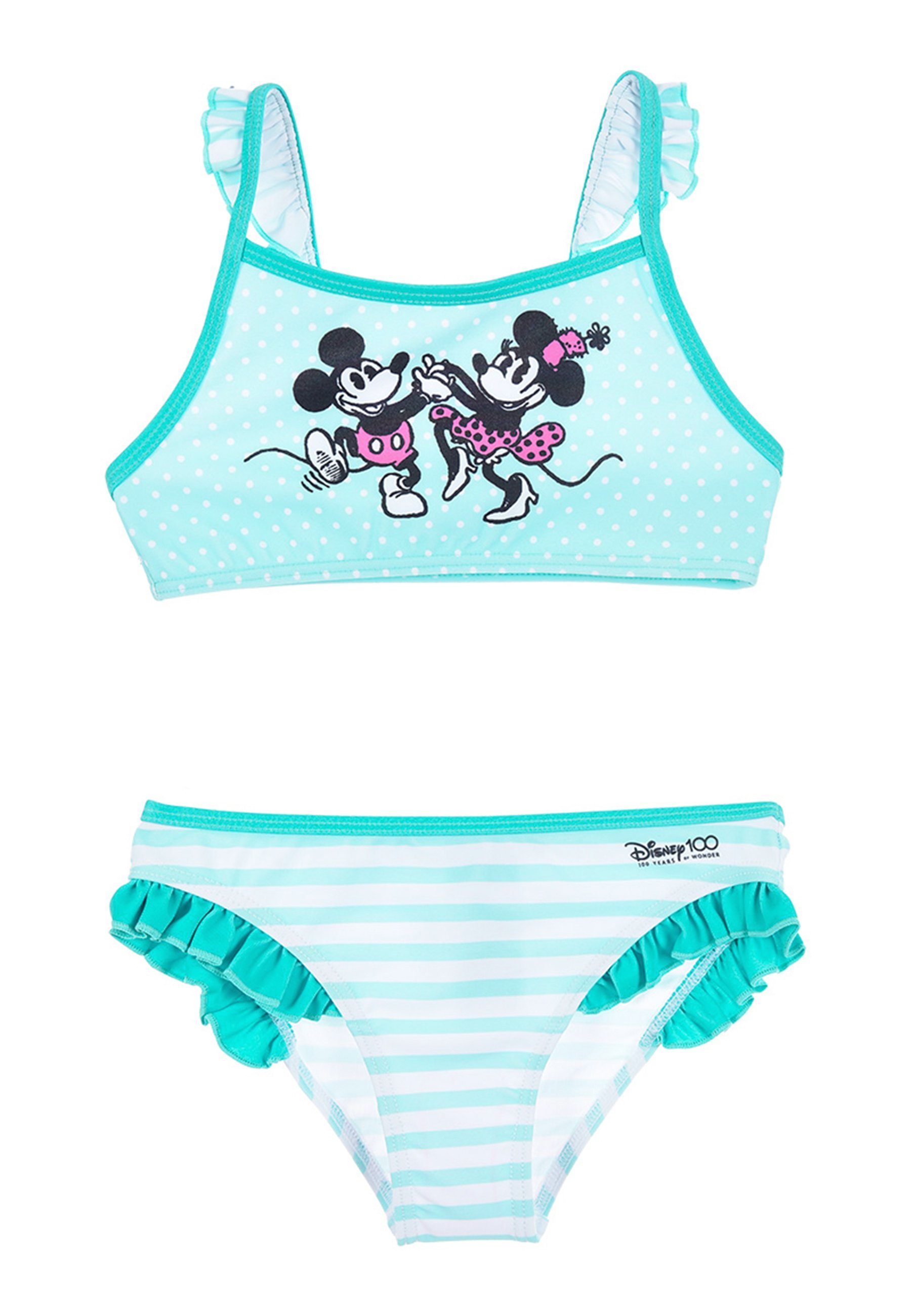 Disney Minnie Mouse Badeanzug 100 Jahre Retro Mädchen Bikini Bade-Set Badeanzug Bademode