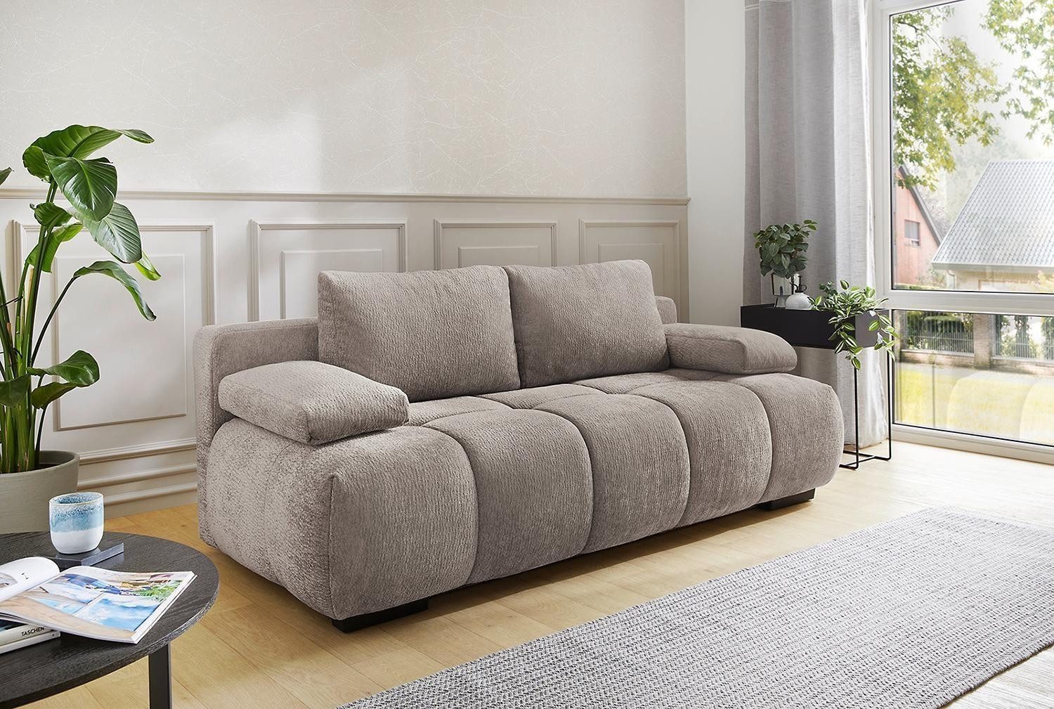 Jockenhöfer Gruppe Schlafsofa RENO, Greige, Chenille, günstig online kaufen
