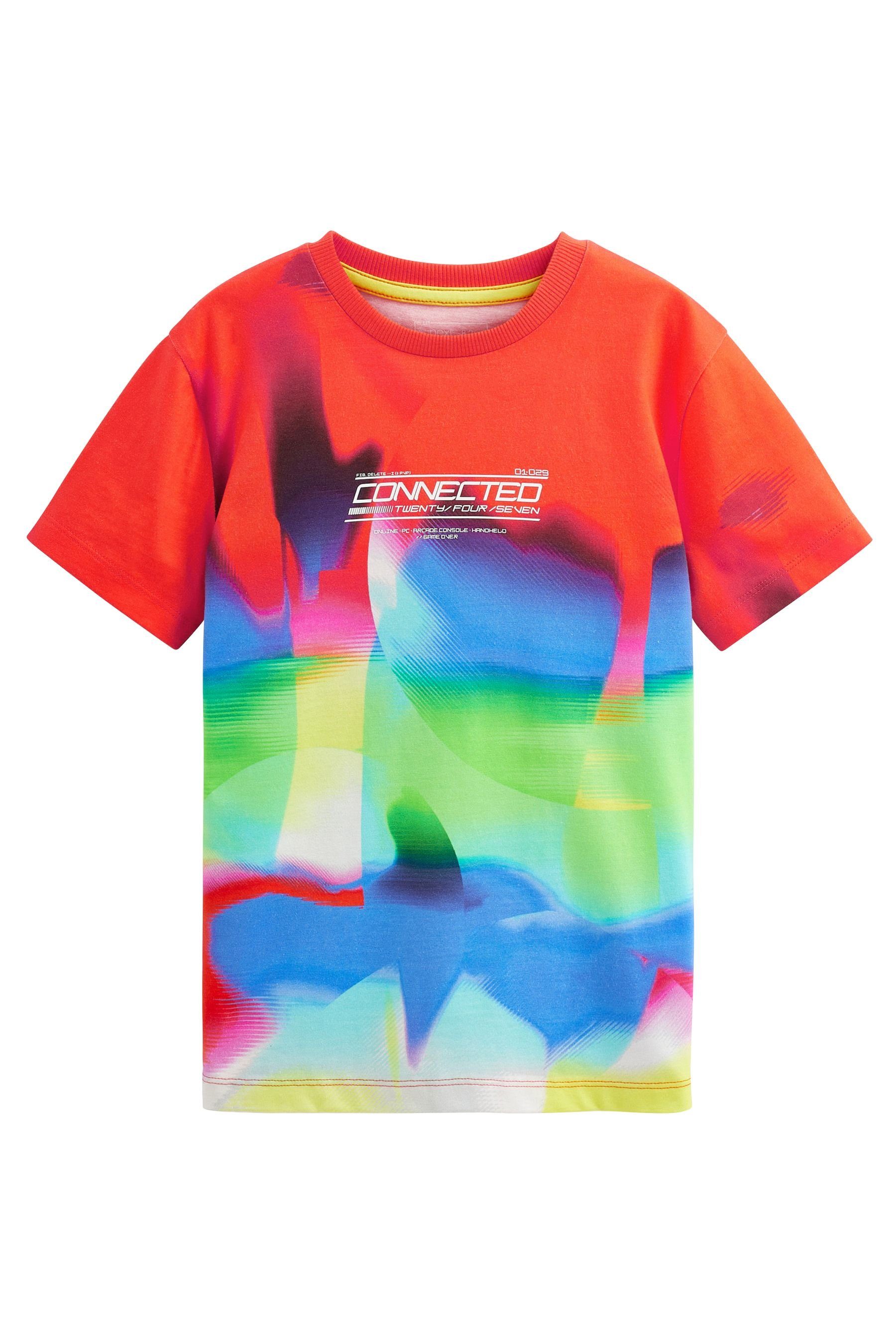 Kurzärmeliges mit Bright T-Shirt Print T-Shirt Next Marble (1-tlg) durchgehendem