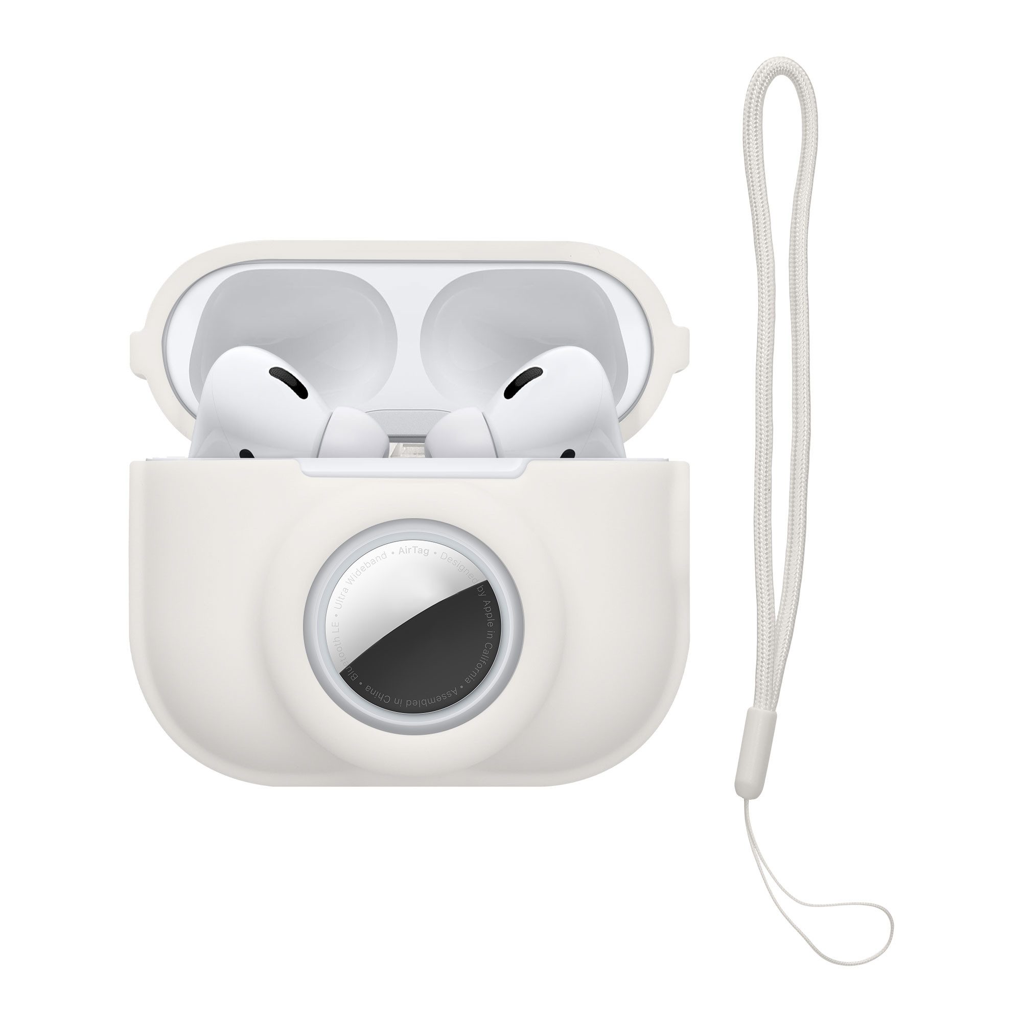 kwmobile Kopfhörer-Schutzhülle 2-in1 Schutzhülle für Apple Airpods Pro 2 Hülle, Weiches Silikon Cover - Schutzhülle mit Karabiner mit Airtag Case