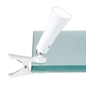 WOFI Schreibtischlampe, Leuchtmittel inklusive, Warmweiß, LED Klemmstrahler Tischleuchte Akku Schreibtischlampe