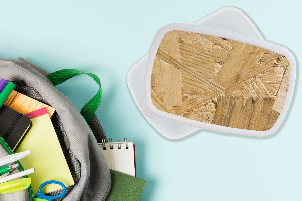 und für (2-tlg), Kunststoff, - Jungs Lunchbox Holz für Erwachsene, - Kinder Muster, Brotbox weiß und MuchoWow Brotdose, Mädchen OSB
