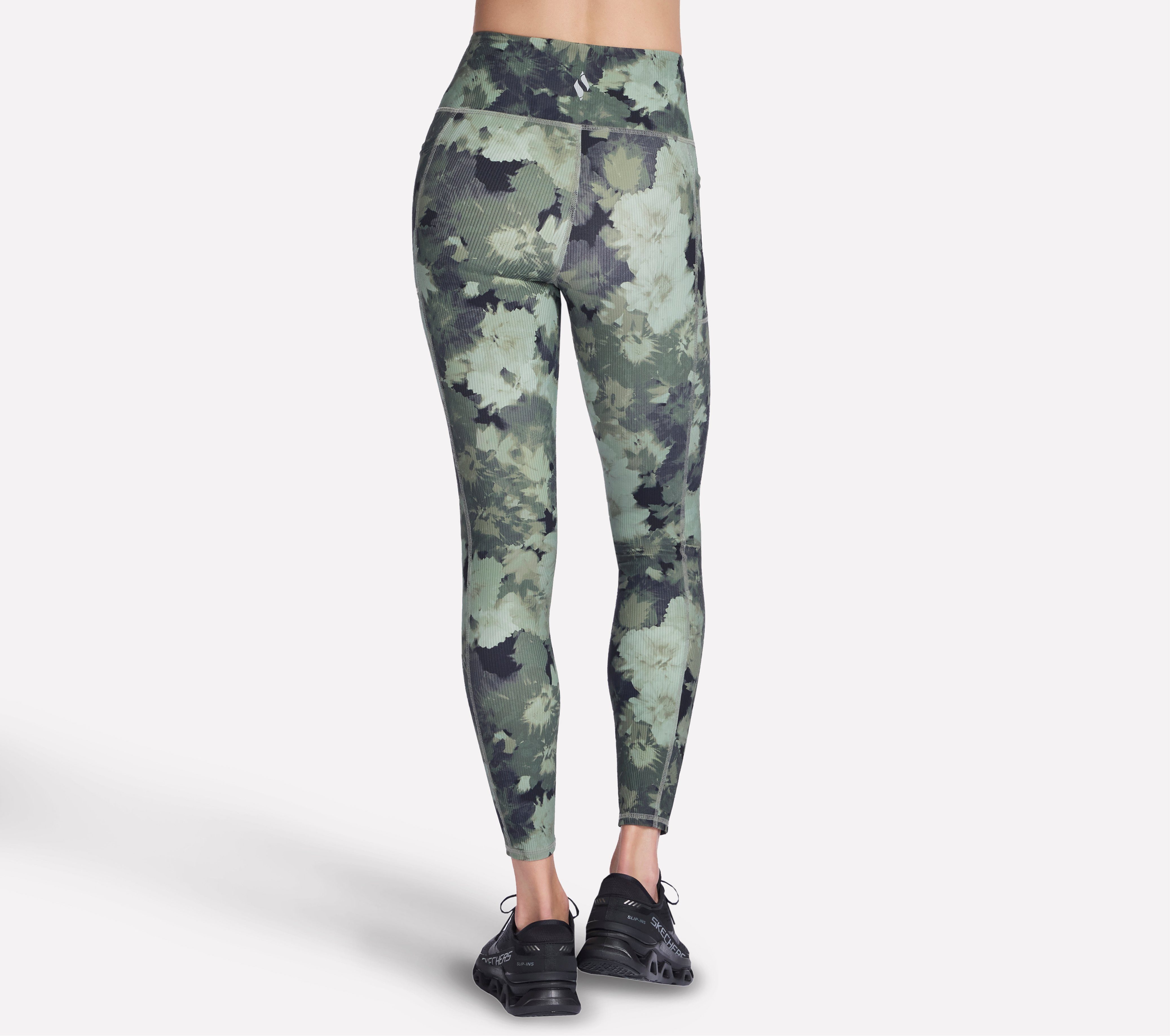 Skechers Leggings GOFLEX RIB INBLOOM FL HW LEGGING mit durchgehendem Blumenprint, Full-Length-Design