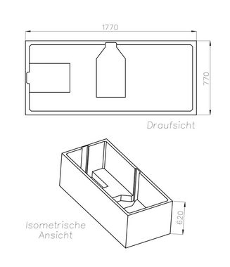 OTTOFOND Badewanne Cubic, (Komplett-Set, 3-tlg), mit Wannenträger und Ablaufgarnitur