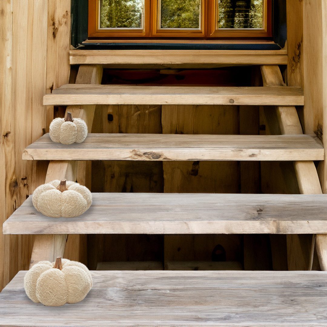 Kobolo Dekoobjekt Kürbis Herbstdeko aus Textil Set aus 3 Größen weiß (3er S günstig online kaufen