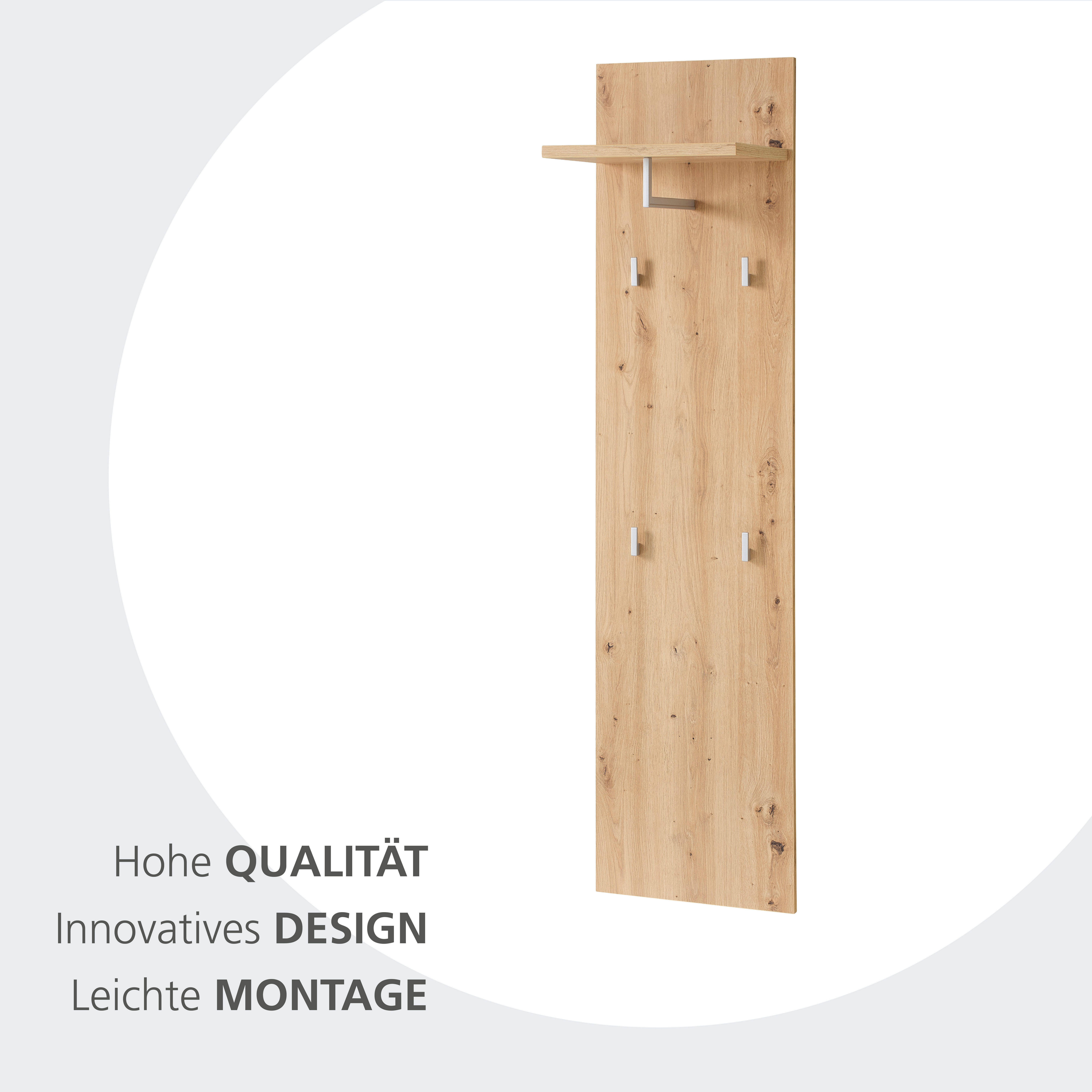 Innostyle Garderobenpaneel BARI Graderobenpaneel, BxHxT 78x117x30 cm (1 St), 4 Ablageboden, 1 Kleiderstange, 4 Haken