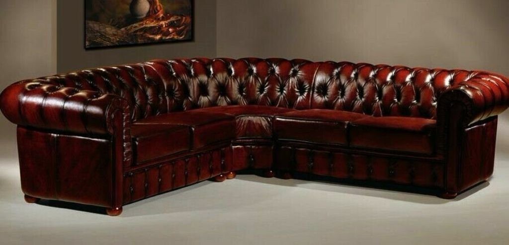 Ecksofa Teile, Leder Couch 3 Designer Leder Europa Ecksofa JVmoebel Sofort, Chesterfield in Sofas Made 100%
