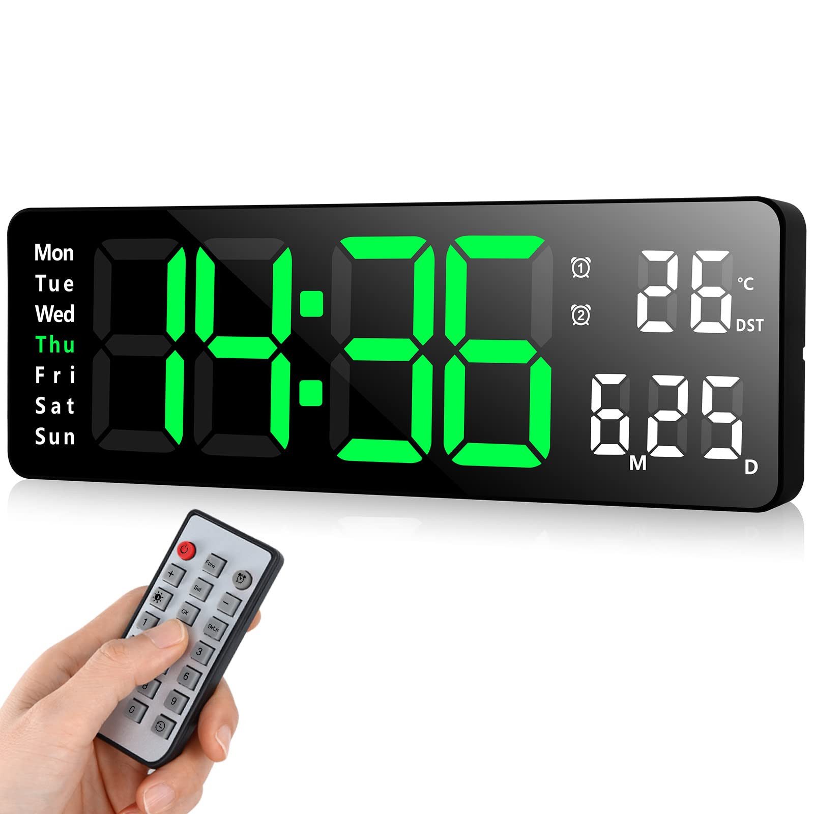 Wanduhr 13 zoll Digitale Wand Uhr Digital Wecker mit Fernbedienung, Wandwecker