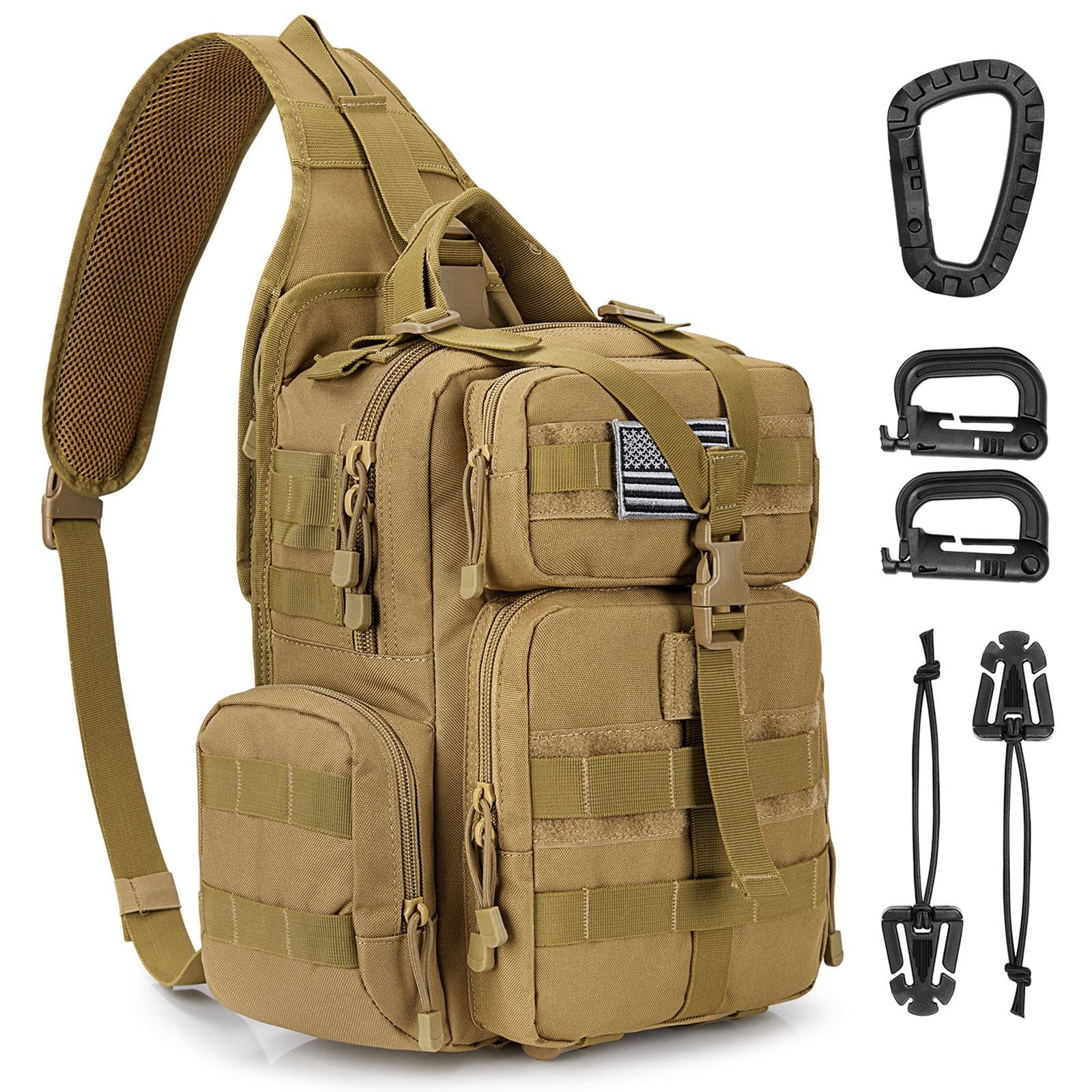 G4Free Umhängetasche Große taktische Schultertasche, Ein-Schulter-Rucksack, Taktische EDC-Schultertasche, MOLLE-Schultertasche im Militärstil