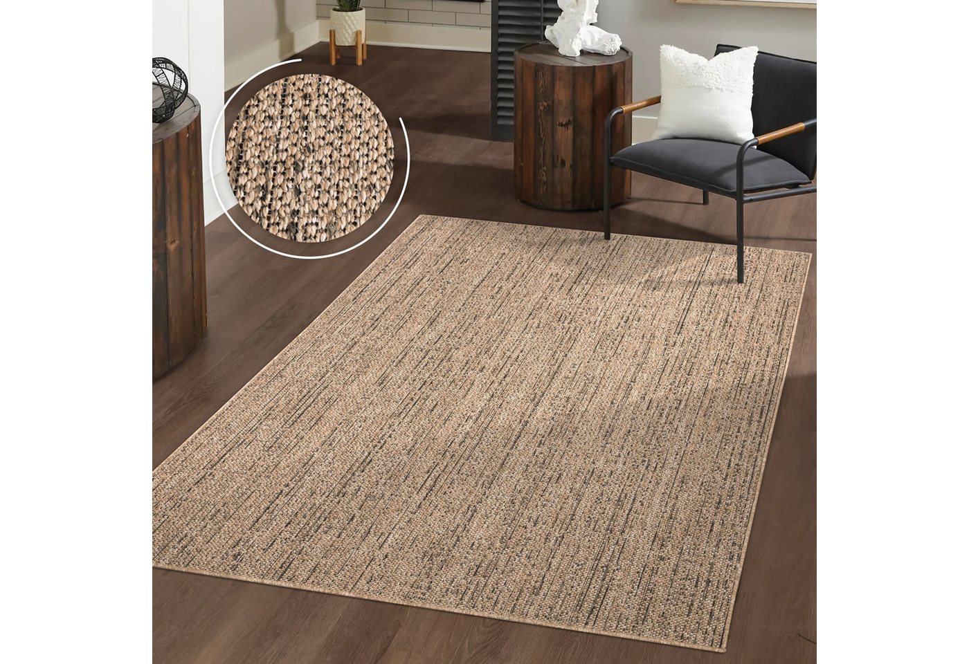 TT Home Teppich Diele, Flur, Küche, Außenbereich, Rechteckig, Höhe: 4 mm, Waschbarer In-& Outdoorteppich Wetterfest Terrasse Boho Muster Unicolo