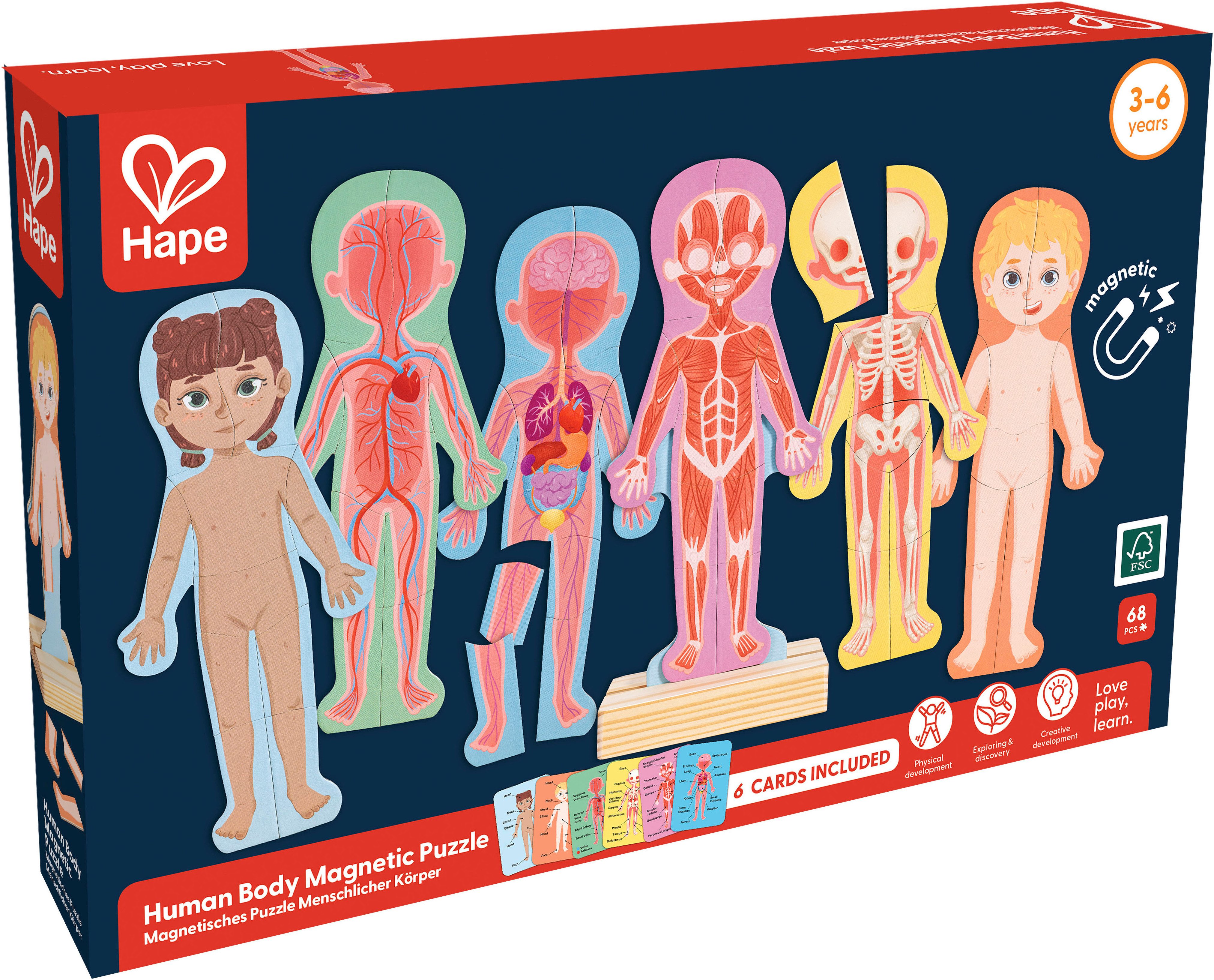 Hape Konturenpuzzle Menschlicher Körper, 63 Puzzleteile